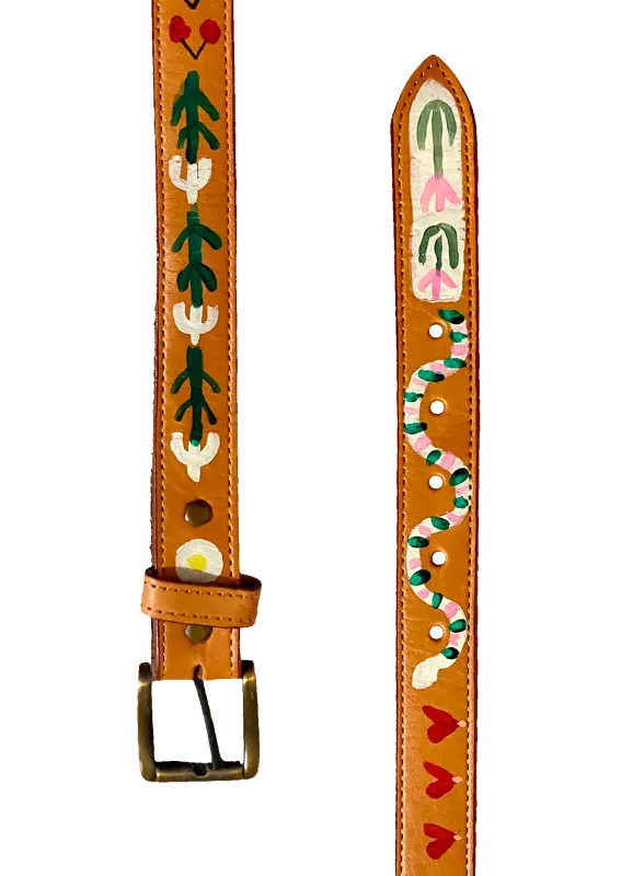 Hand-Painted Leather Belt (Size 26) made by Fields Outfitting