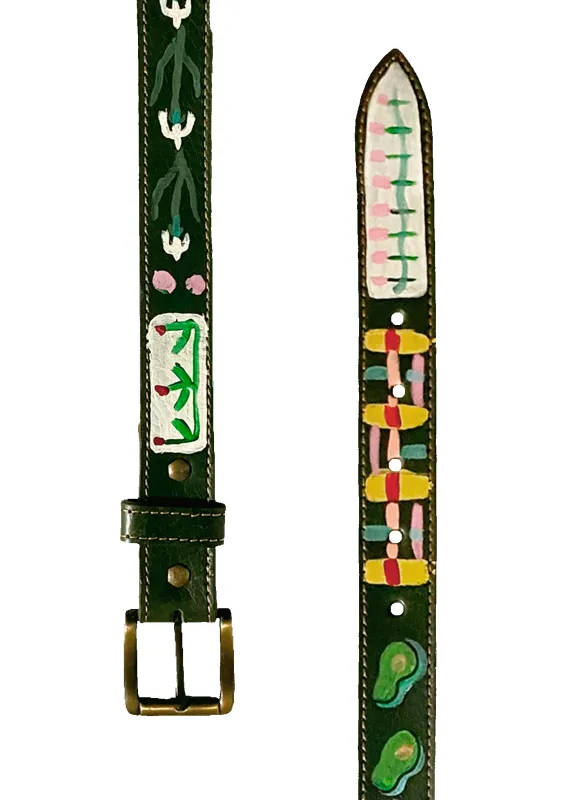 Hand-Painted Leather Belt (Size 36) made by Fields Outfitting