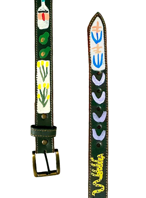 Hand-Painted Leather Belt (Size 42) made by Fields Outfitting