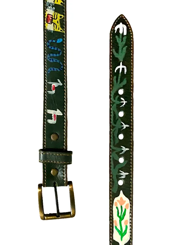 Hand-Painted Leather Belt (Size 42) made by Fields Outfitting