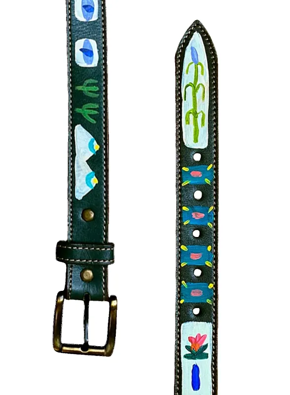 Hand-Painted Leather Belt (Size 38) made by Fields Outfitting