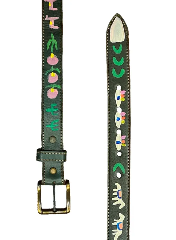 Hand-Painted Leather Belt (Size 40) 1 made by Fields Outfitting