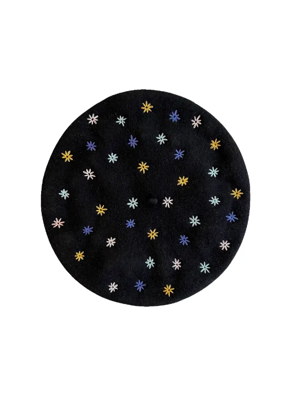 Embroidered Beret in Black made by Fields Outfitting
