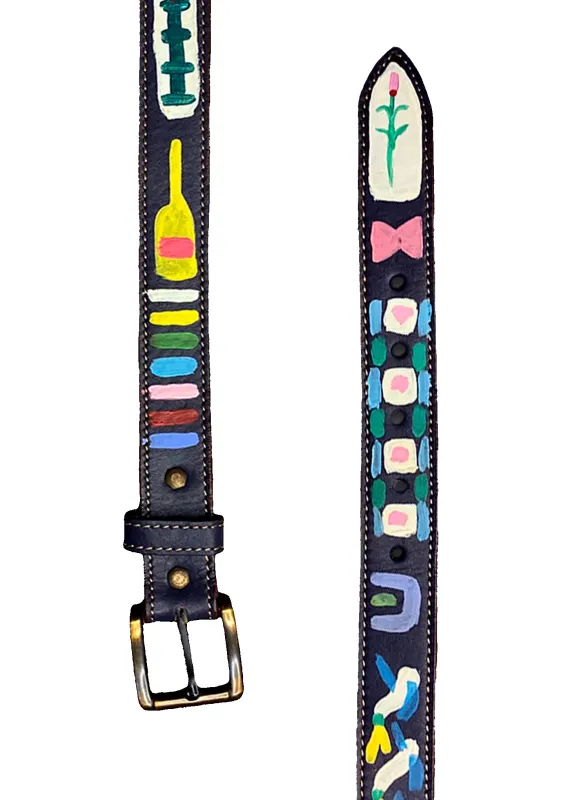 Hand-Painted Leather Belt (Size 42) made by Fields Outfitting