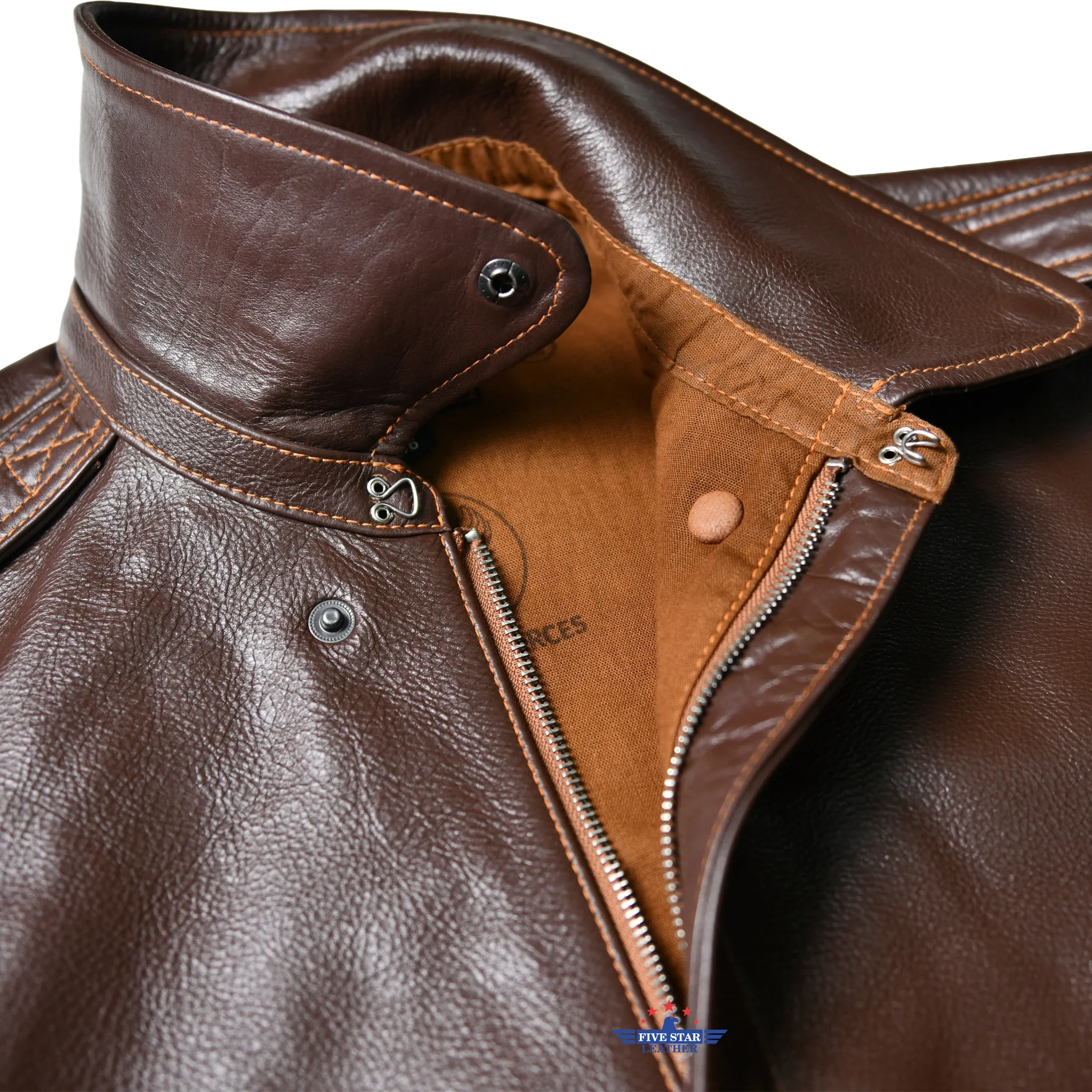 Repro Type A2 Perry Sportswear Inc. Contract 16175P Horsehide Mid Brown Jacket sold by Five Star Leather product image thumbnail 3