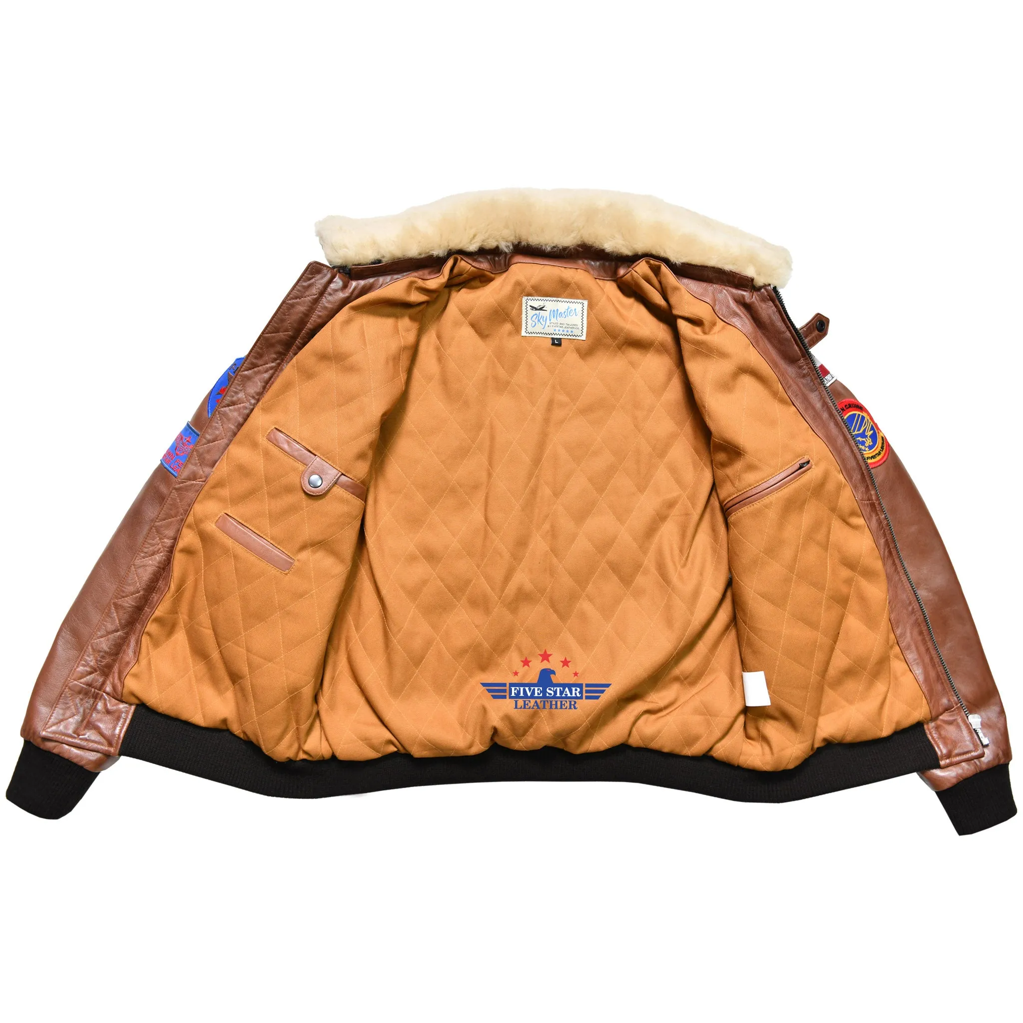 FiveStar Leather Men Aviator Pilot Flying Patched Jacket sold by Five Star Leather product image thumbnail 4