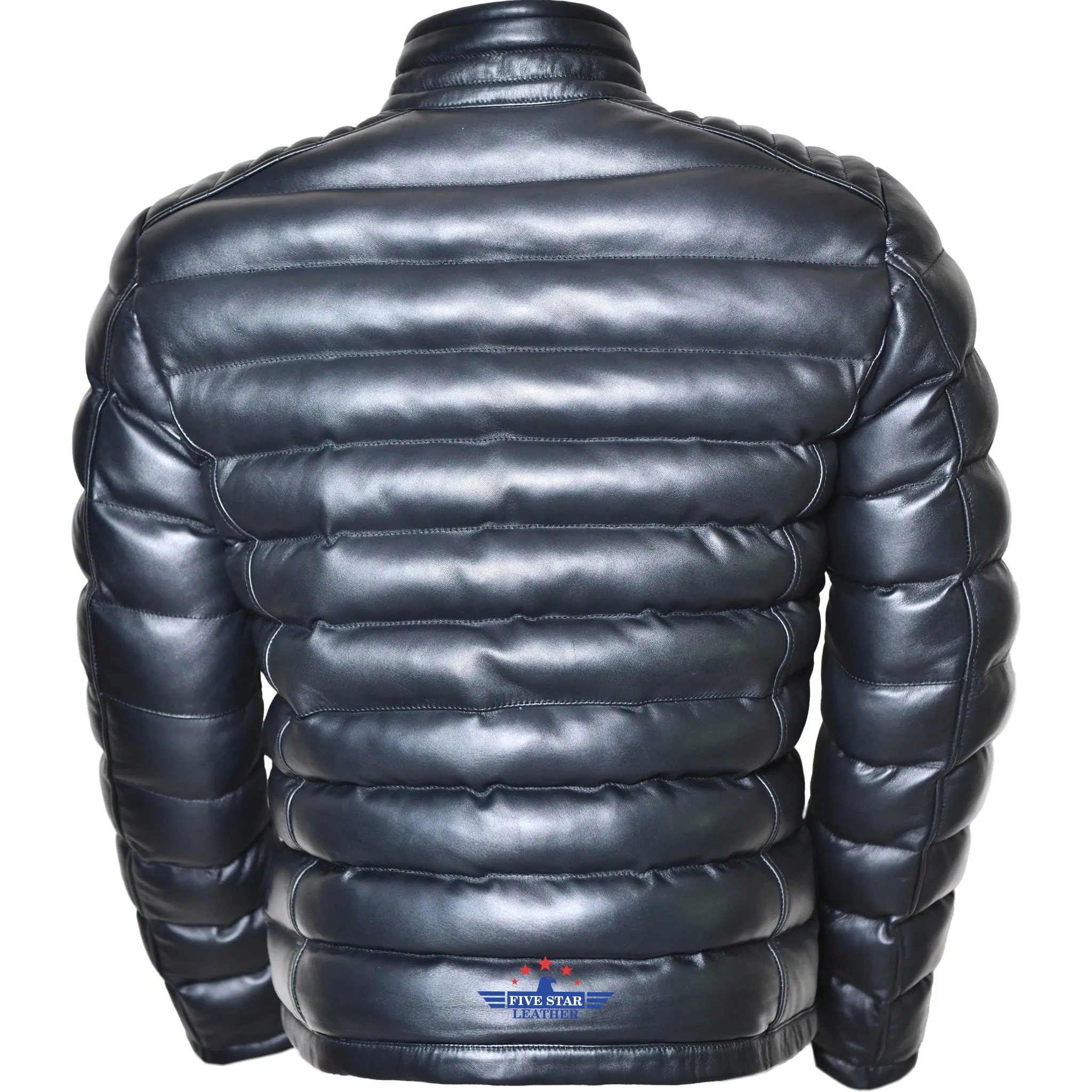 FiveStar Leather Men Lambskin Warm Puffer Jacket Quilted Winter Style sold by Five Star Leather product image thumbnail 2