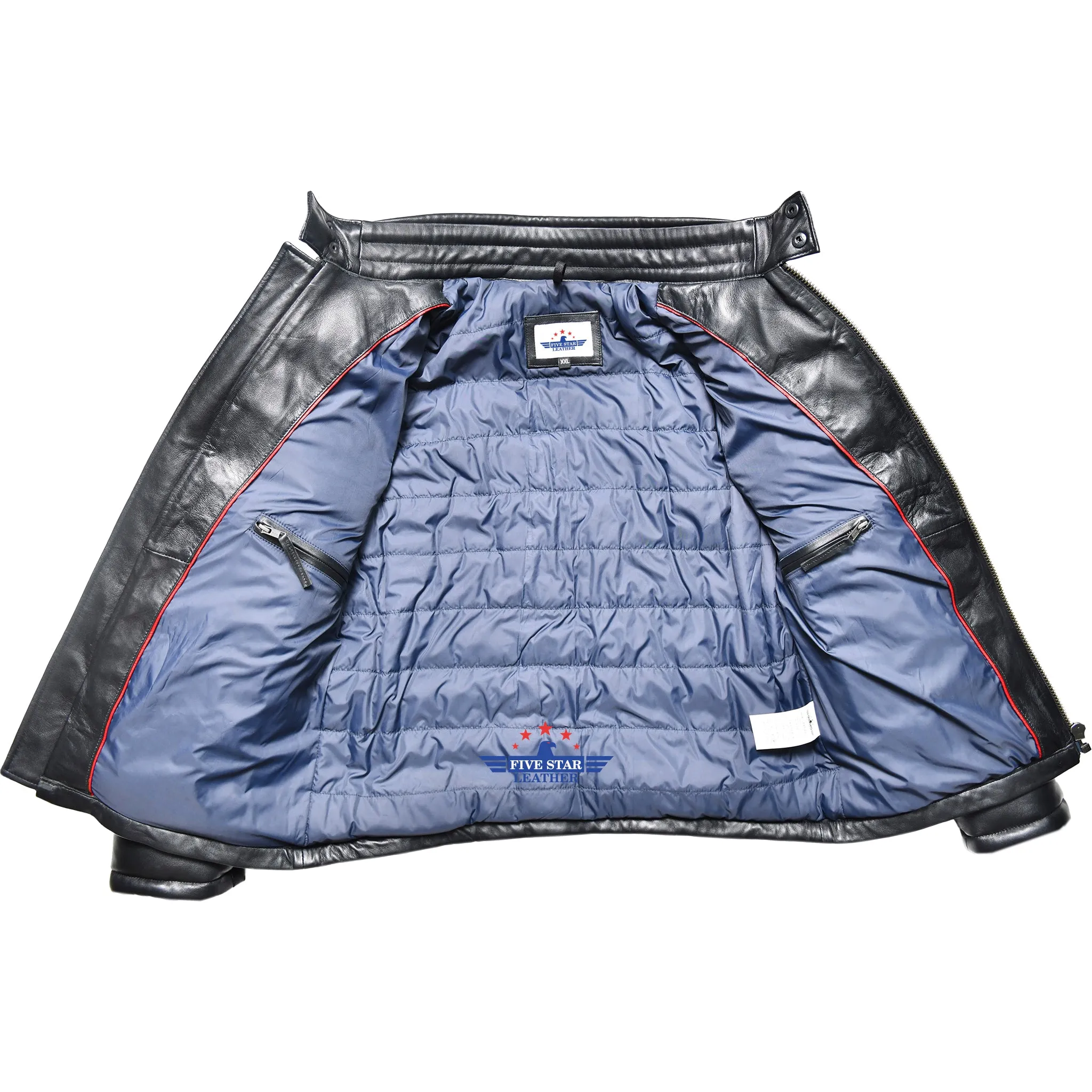 FiveStar Leather Men Lambskin Warm Puffer Jacket Quilted Winter Style sold by Five Star Leather product image thumbnail 4