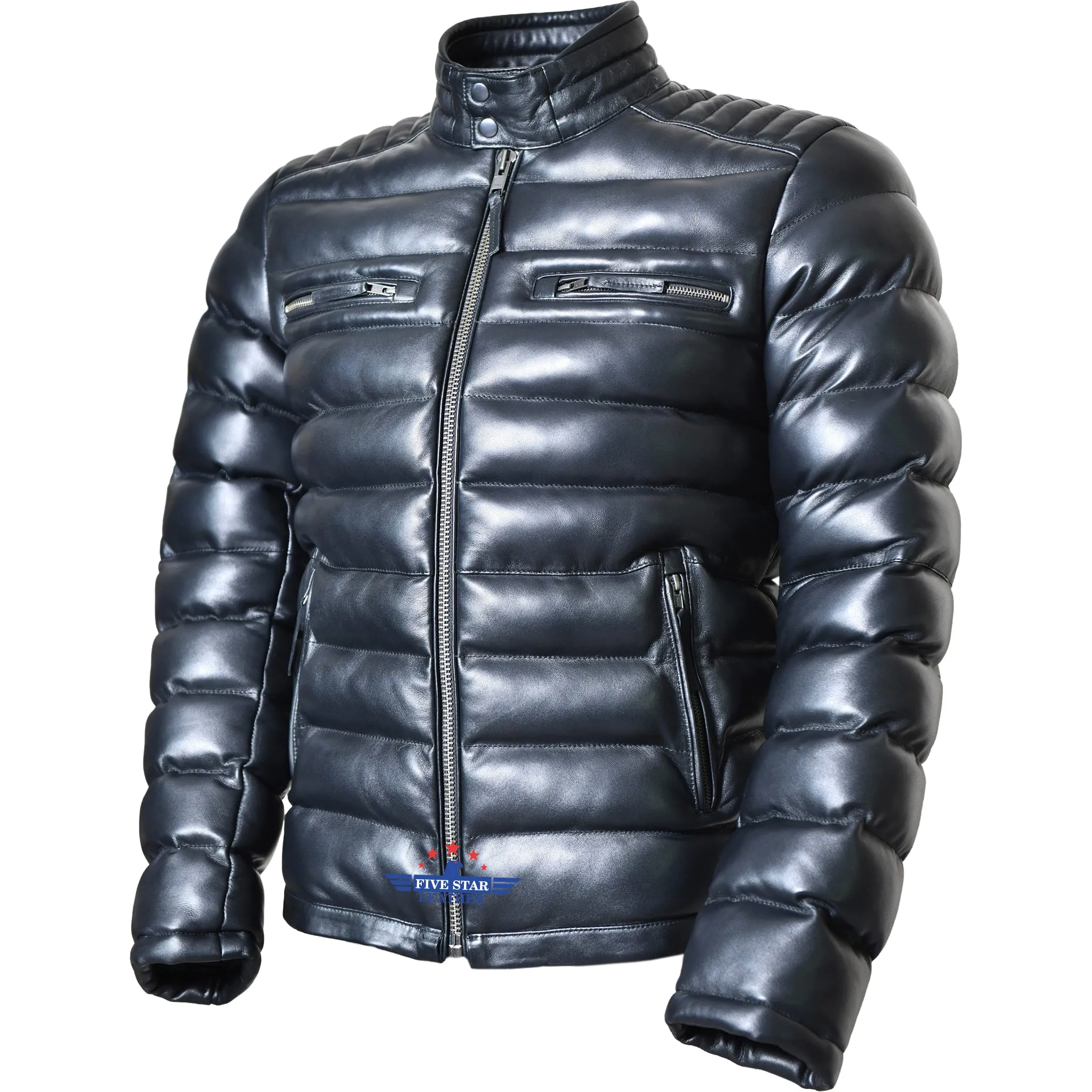 FiveStar Leather Men Lambskin Warm Puffer Jacket Quilted Winter Style sold by Five Star Leather product image thumbnail 5