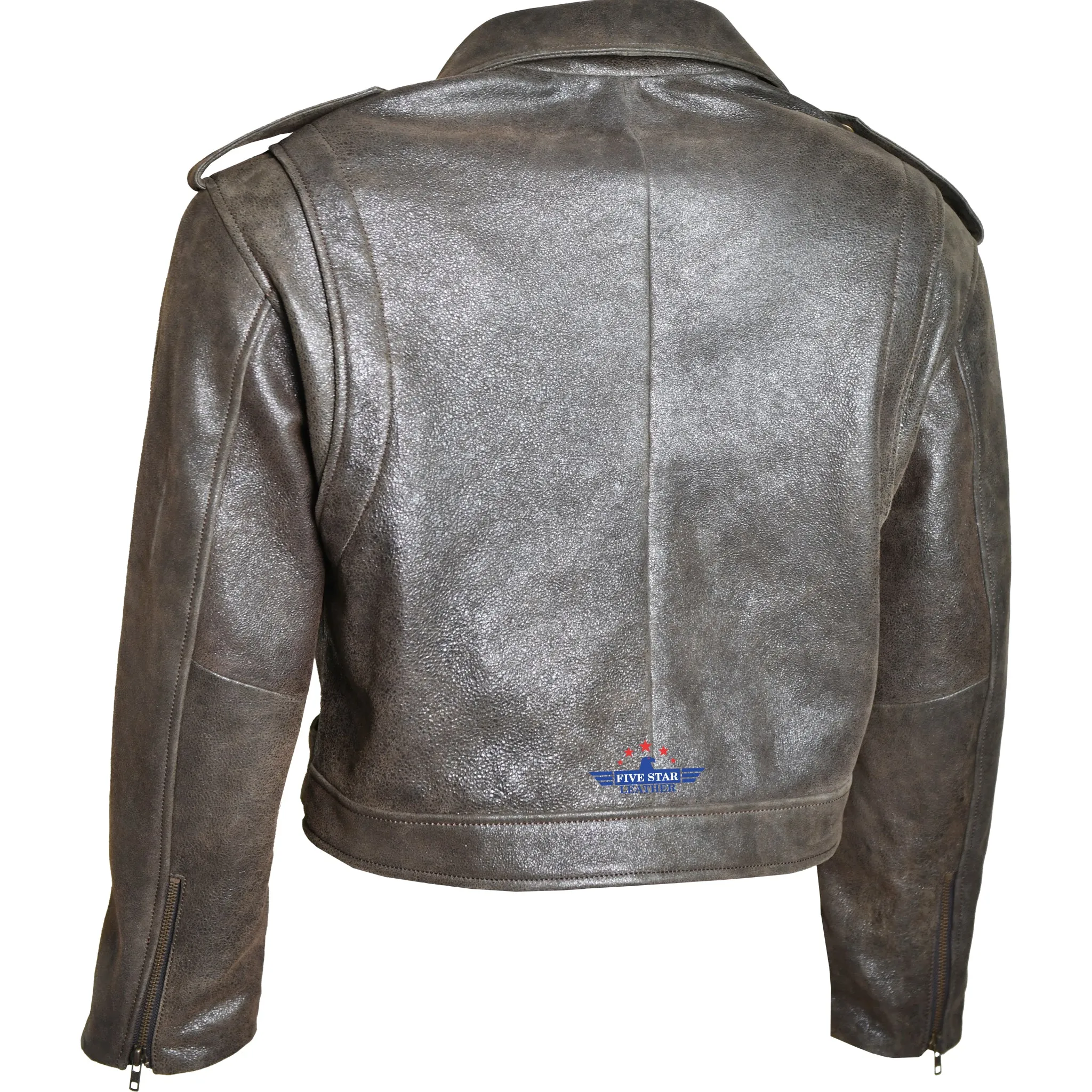 FiveStar Leather Women Road Master Olive Crispy Real Leather Jacket sold by Five Star Leather product image thumbnail 2