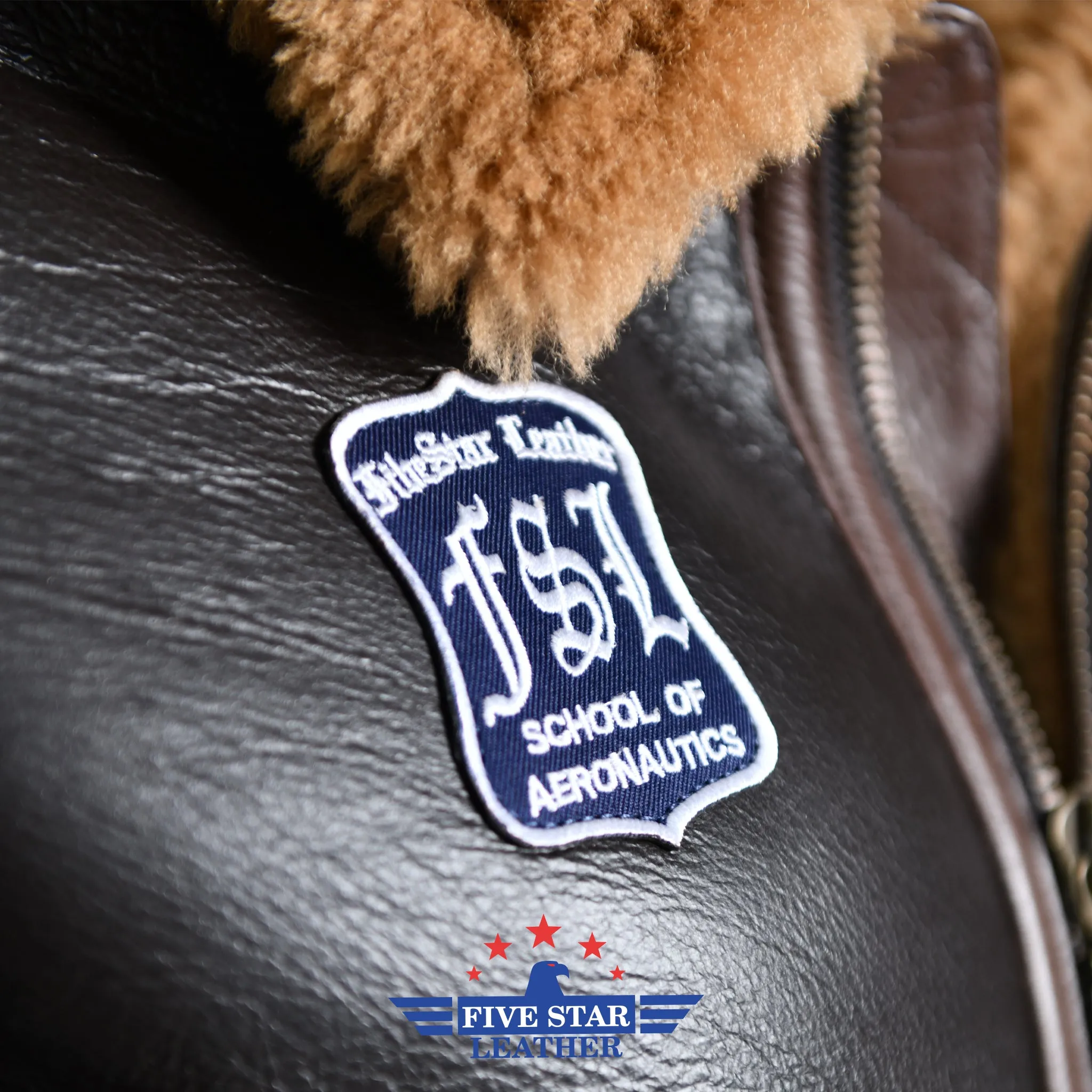 Five Star Leather Men Sheepskin Aviator Bomber Jacket Seal Brown sold by Five Star Leather product image thumbnail 5