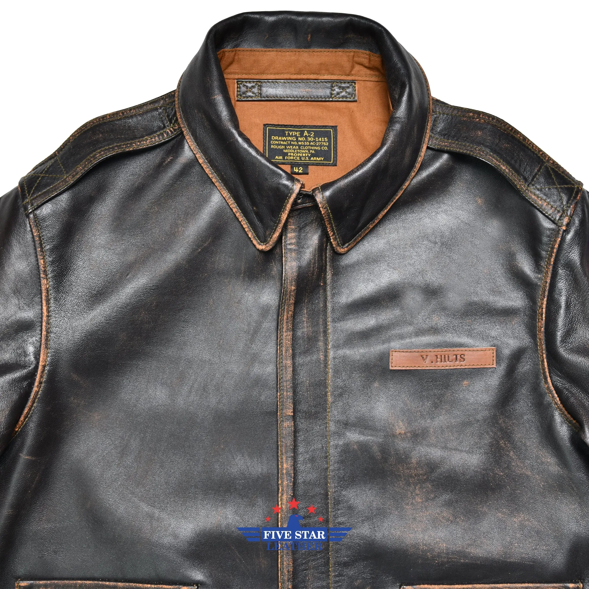 A2 Air Force Pilot Men's Five Star Leather Flight Jacket sold by Five Star Leather product image thumbnail 5