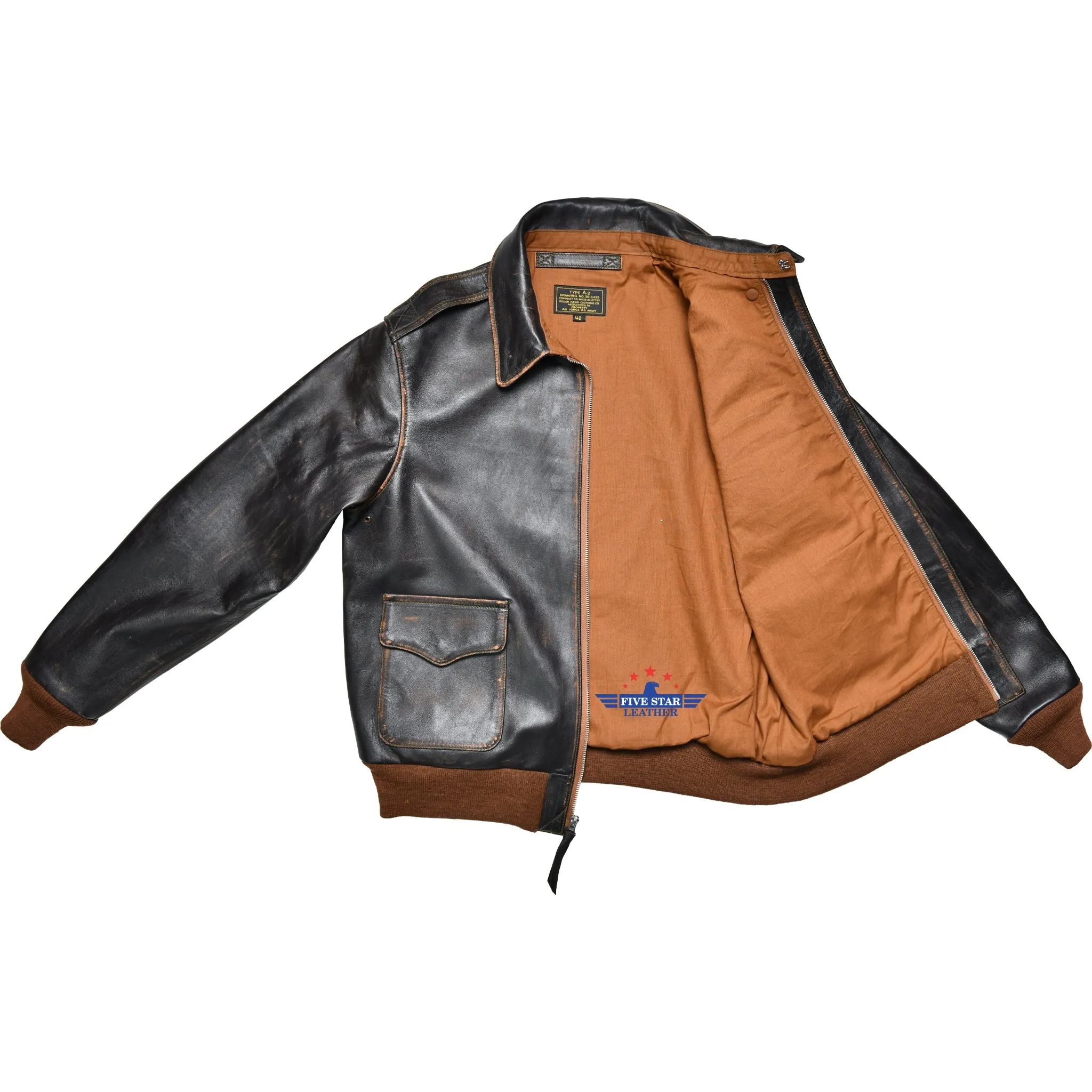 A2 Air Force Pilot Men's Five Star Leather Flight Jacket sold by Five Star Leather product image thumbnail 4