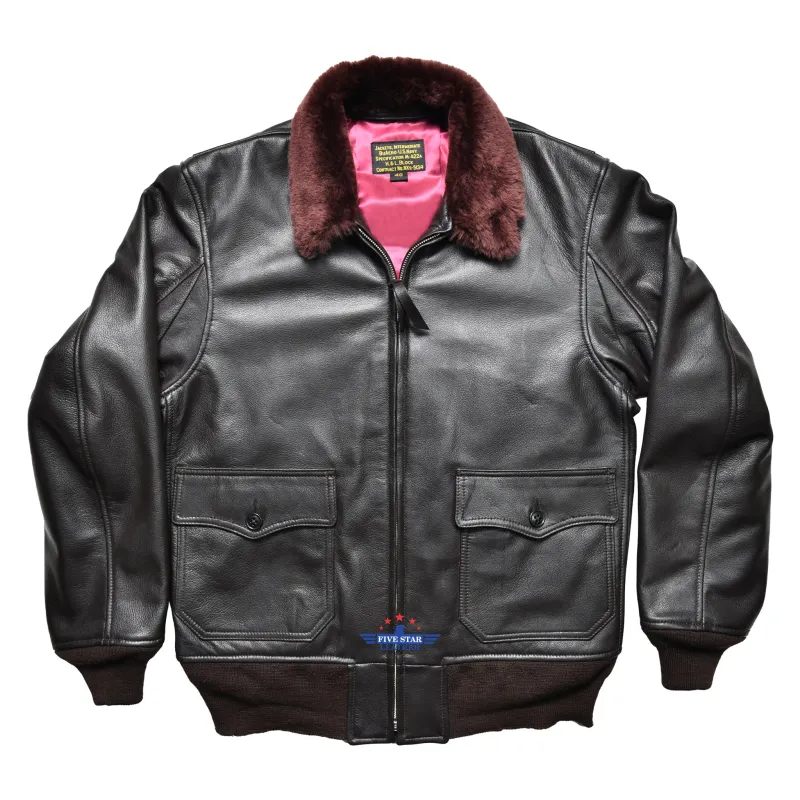 Five Star Leather Repro M422A Jacket H&L block Goatskin Seal Brown sold by Five Star Leather