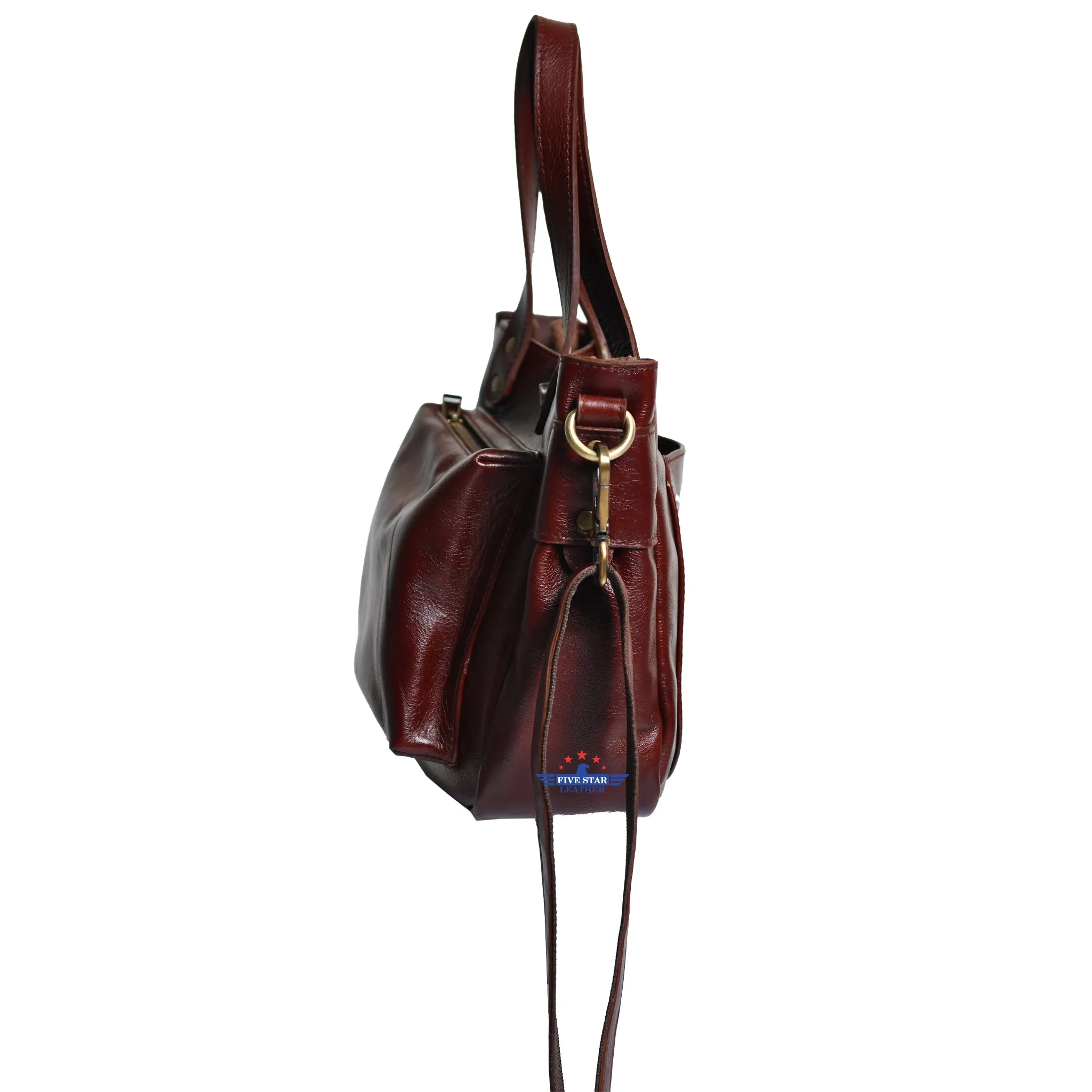 Fivestar Leather Сlassic Tote Ladies Brandy Brown Shoulder Bag sold by Five Star Leather product image thumbnail 5