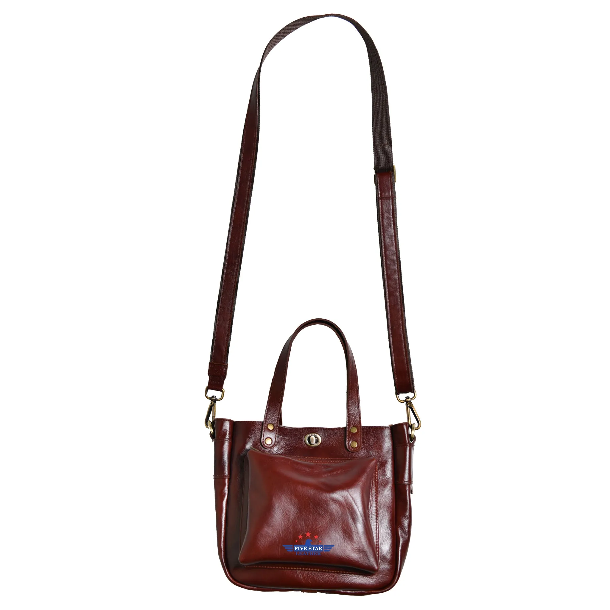 Fivestar Leather Сlassic Tote Ladies Brandy Brown Shoulder Bag sold by Five Star Leather product image thumbnail 2