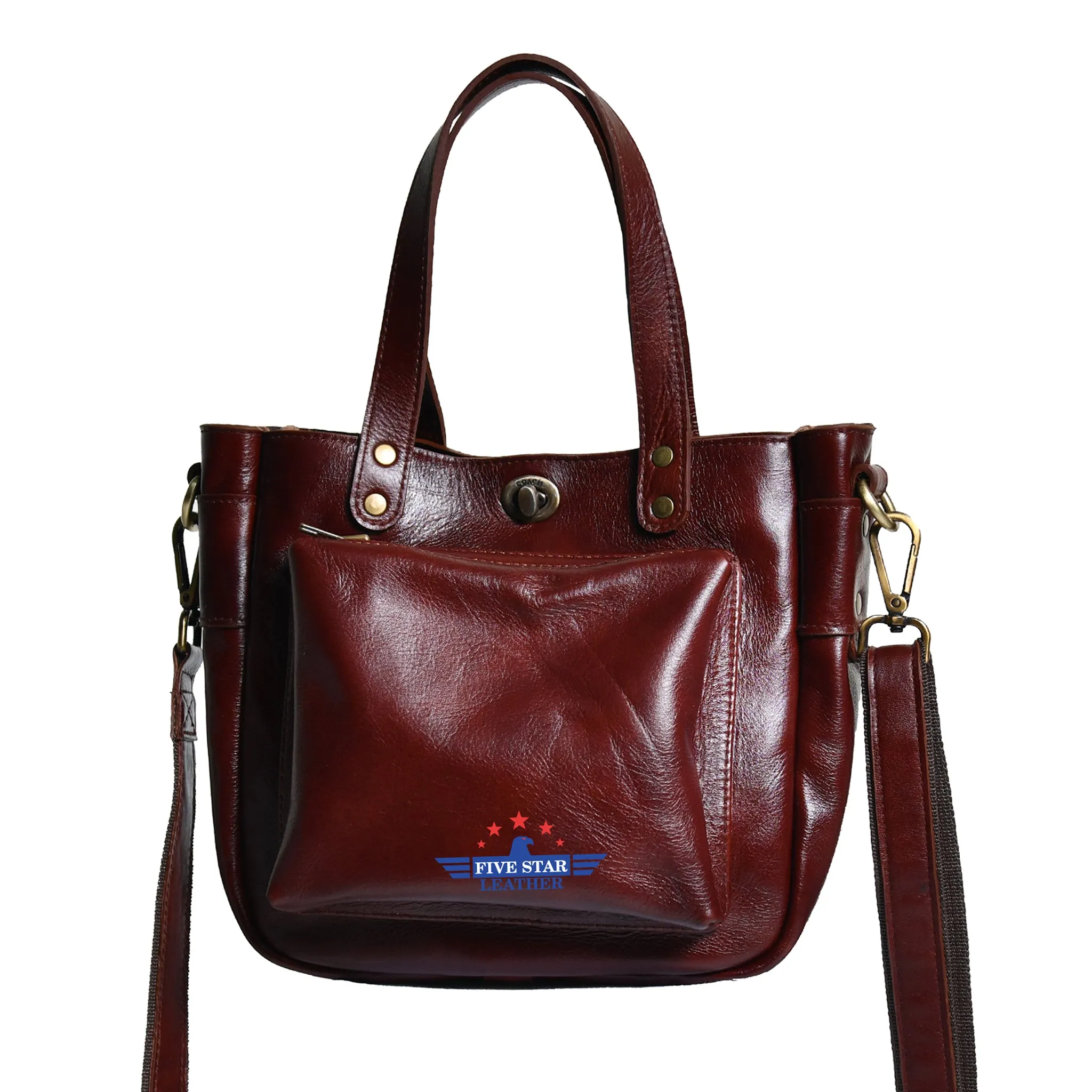 Fivestar Leather Сlassic Tote Ladies Brandy Brown Shoulder Bag sold by Five Star Leather product image thumbnail 4