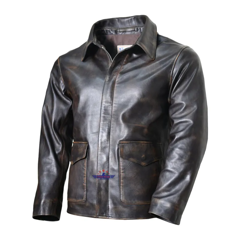 FiveStar Leather Men Adventurer Jacket Capeskin Seal Brown Distressed sold by Five Star Leather