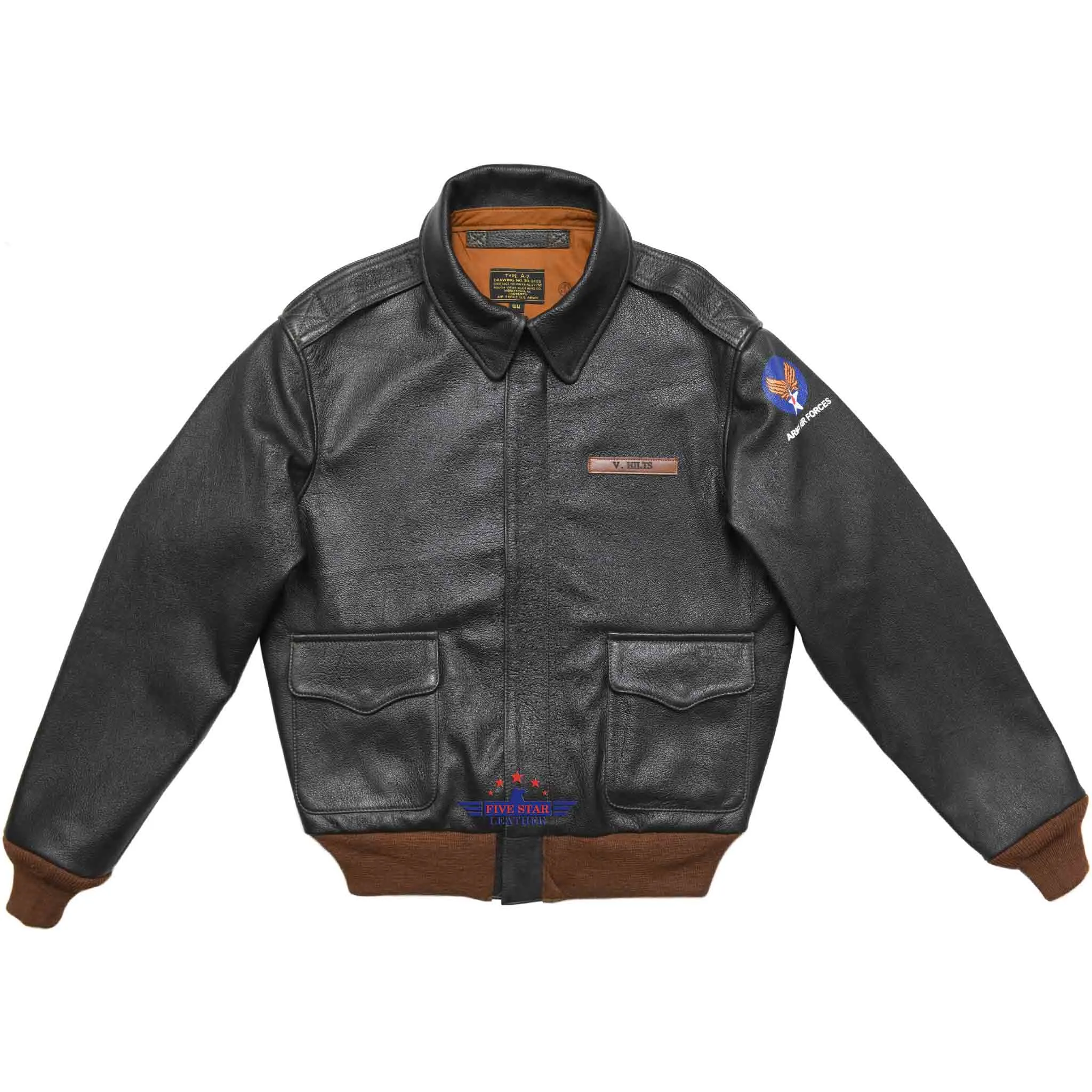FiveStar Leather Repro A2 V Hilts Escape Jacket Seal Brown sold by Five Star Leather