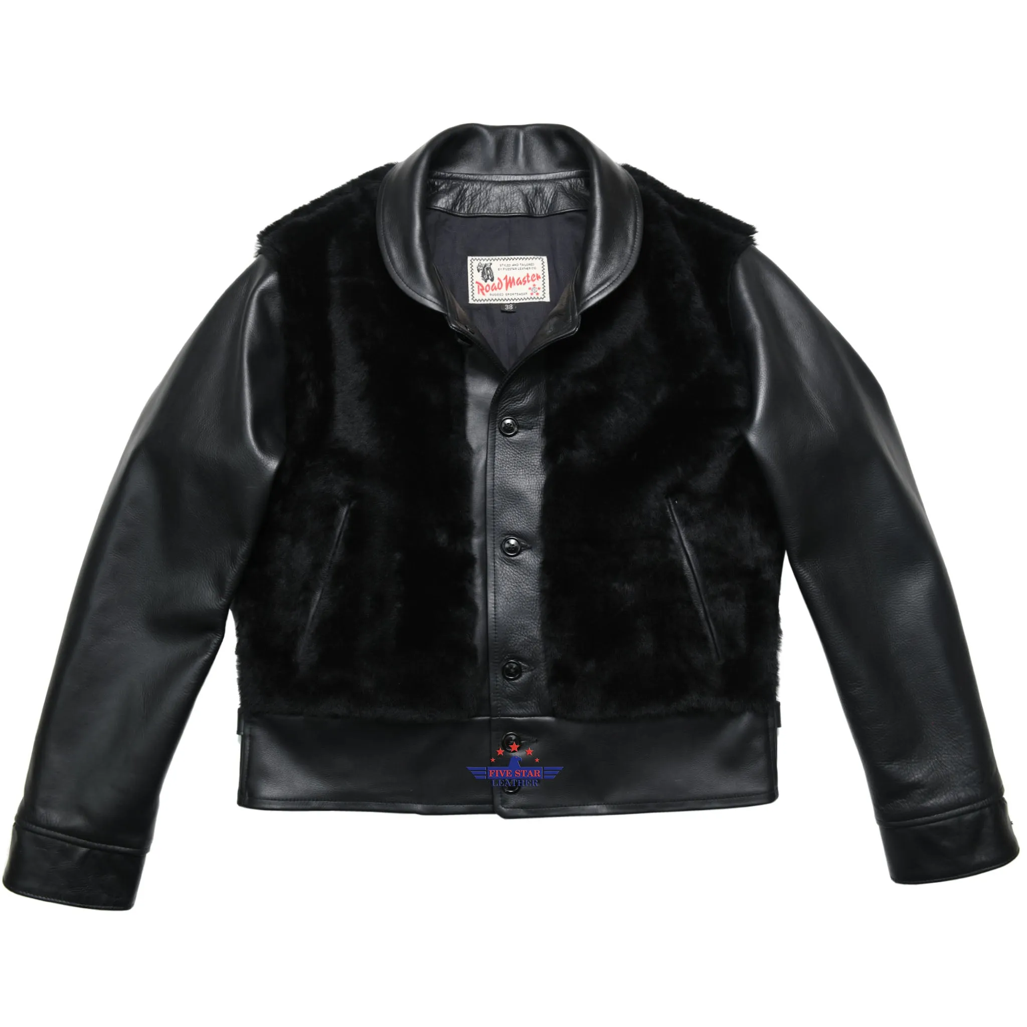 FiveStar Leather 1930s Grizzly Cossack Jacket Real Sheepskin Leather Front Buttons closure sold by Five Star Leather product image thumbnail 2