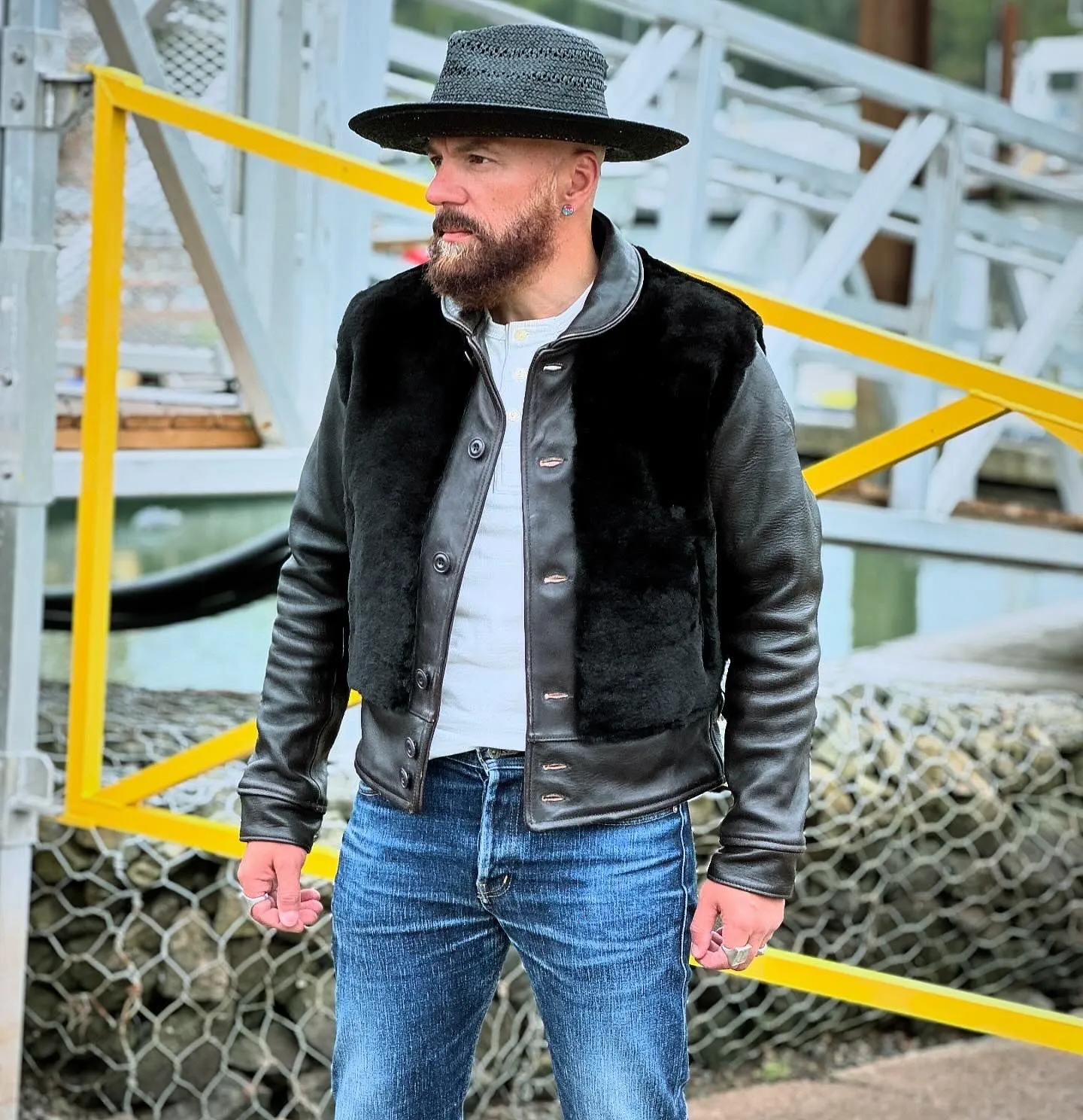 FiveStar Leather 1930s Grizzly Cossack Jacket Real Sheepskin Leather Front Buttons closure sold by Five Star Leather product image thumbnail 3