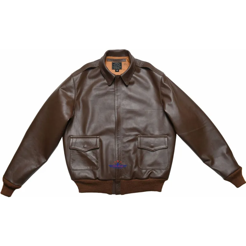 Fivestar Leather Type A2 Cable Rain Coat Co. Contract 23382 Horse Hide Mid Brown Jacket sold by Five Star Leather
