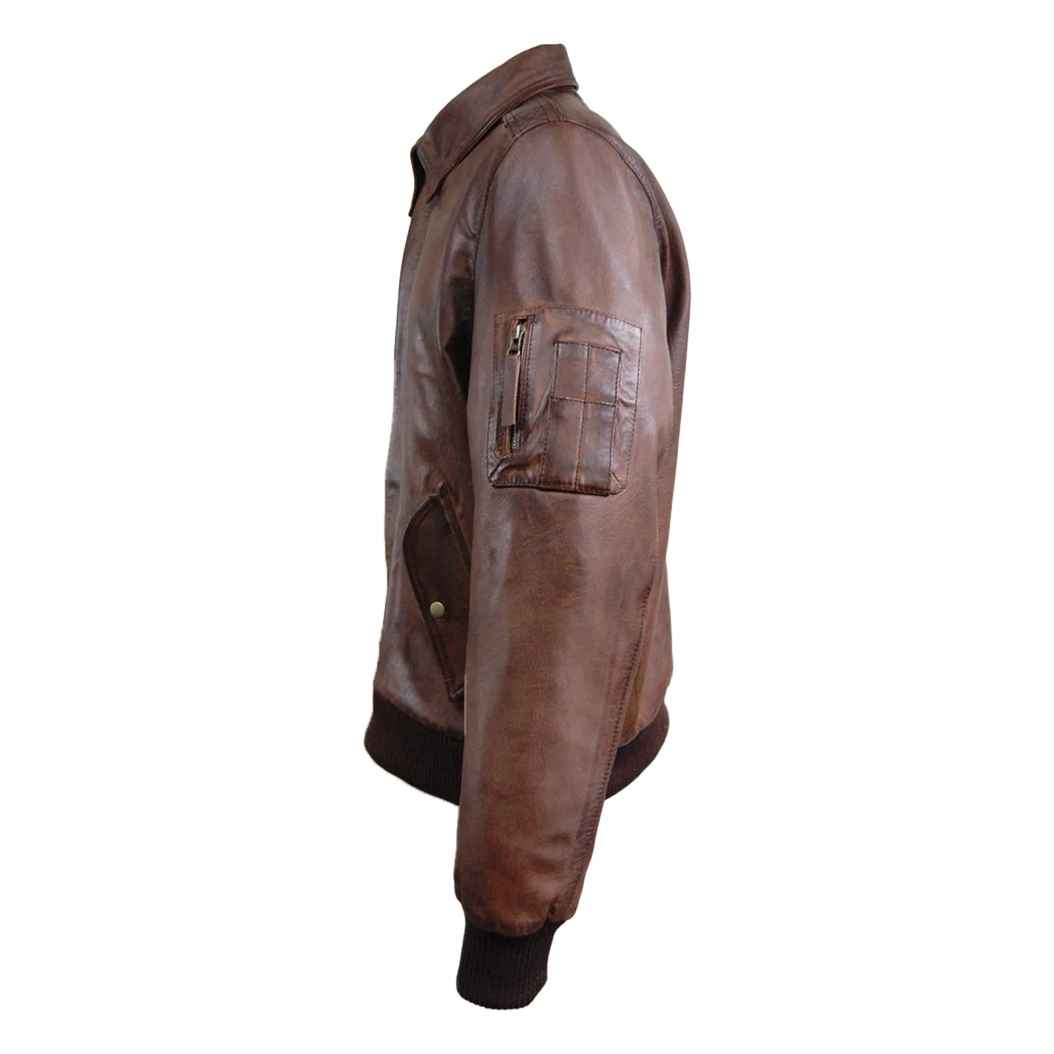 MA-1 Flight Jacket Distressed Brown Airforce Bomber Army Combat Military Pilot US sold by Five Star Leather product image thumbnail 5