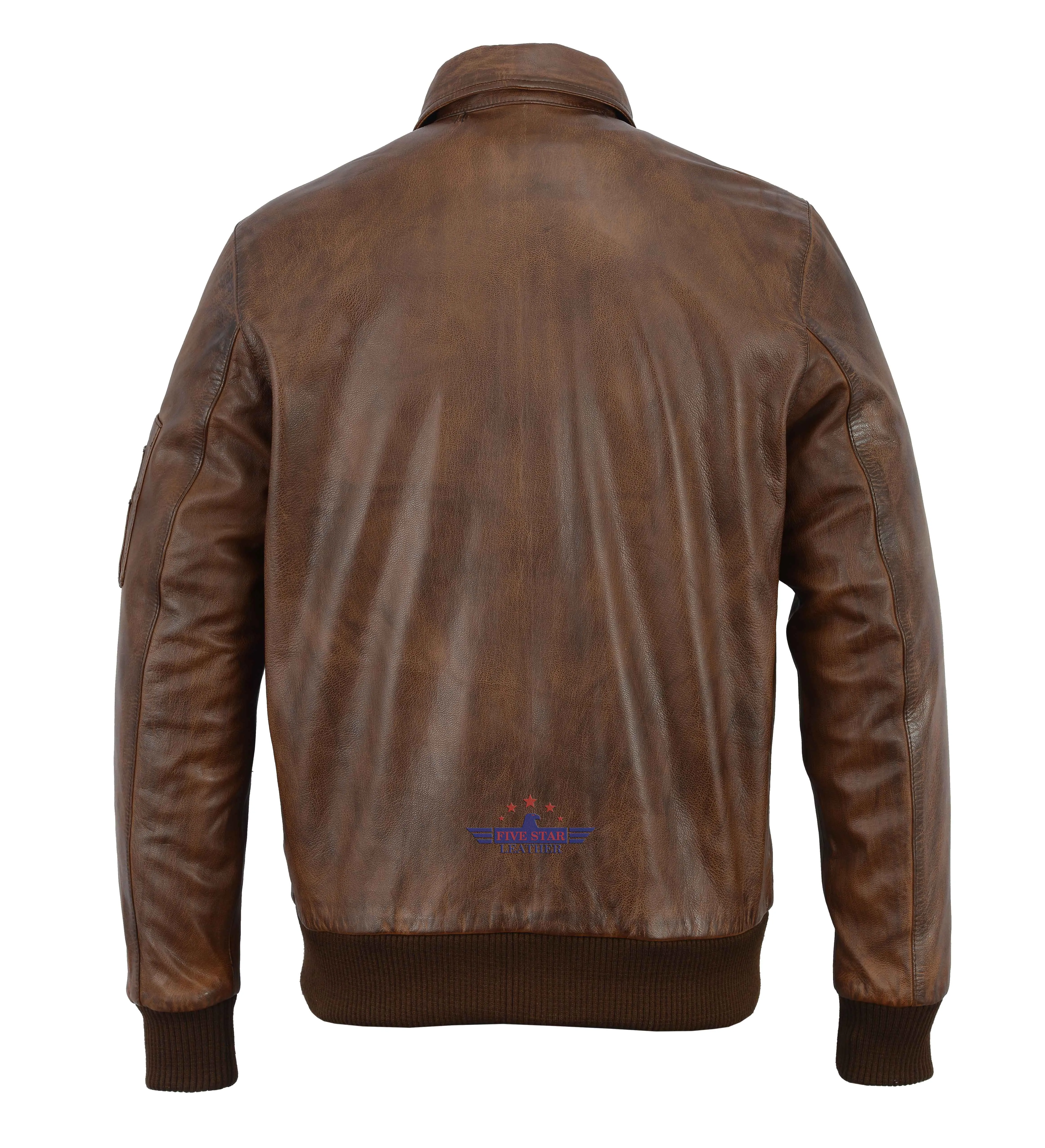 MA-1 Flight Jacket Distressed Brown Airforce Bomber Army Combat Military Pilot US sold by Five Star Leather product image thumbnail 2