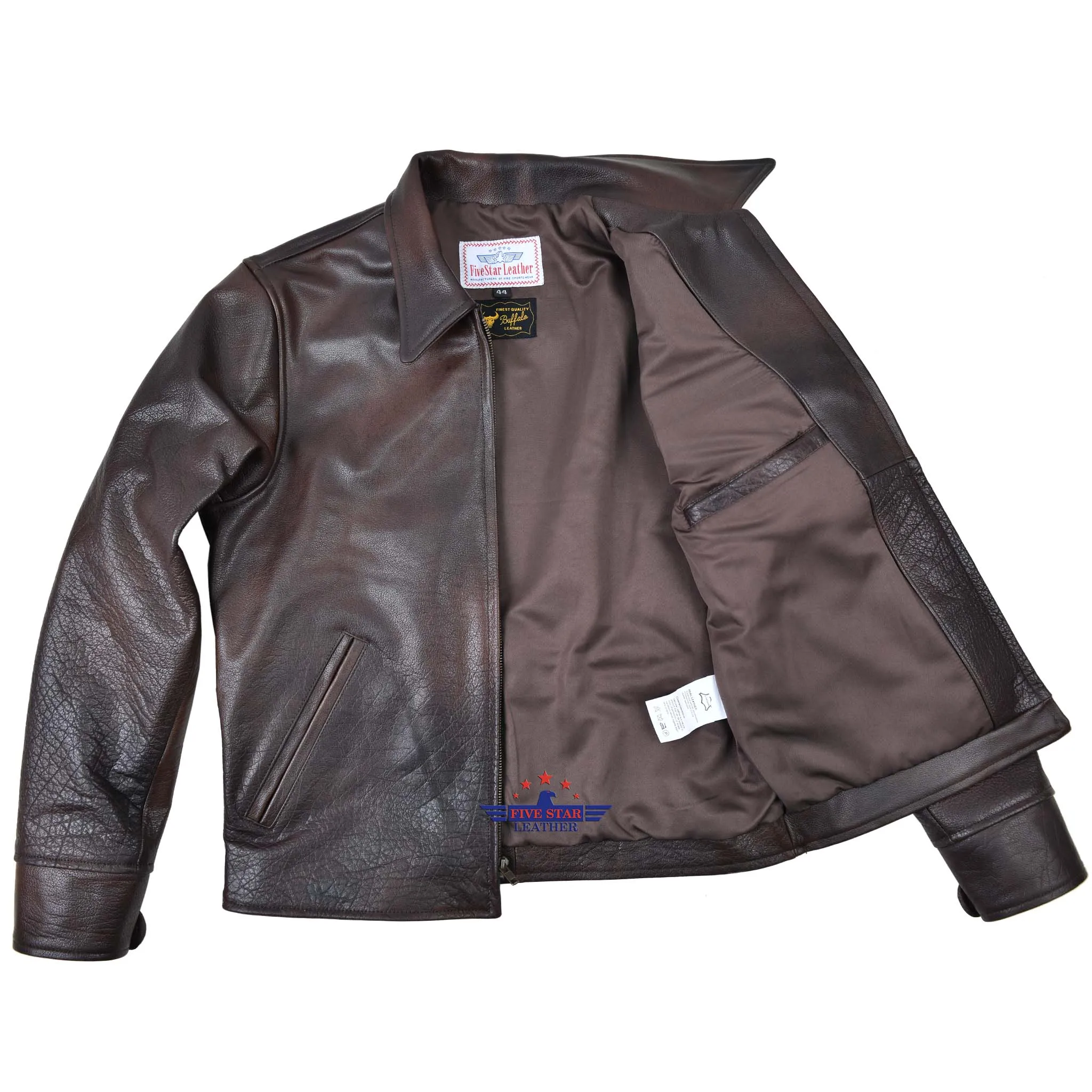 FiveStar Leather Vintage Custom 1930s Buffalo hide Distressed Brown Leather Jacket sold by Five Star Leather product image thumbnail 4