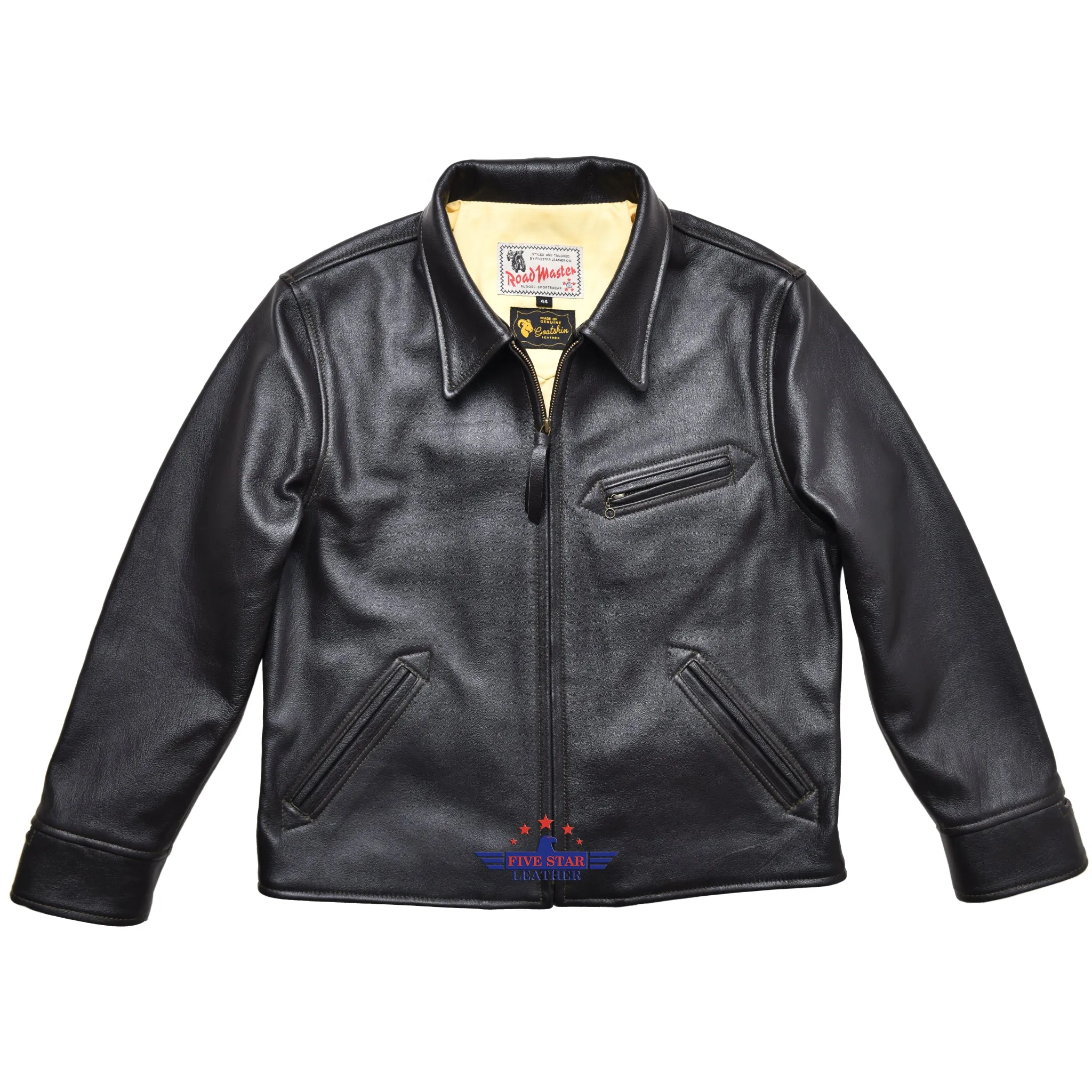 FiveStar Leather Vintage Custom 1930s Goat Hide Seal Brown Leather Jacket sold by Five Star Leather product image thumbnail 3