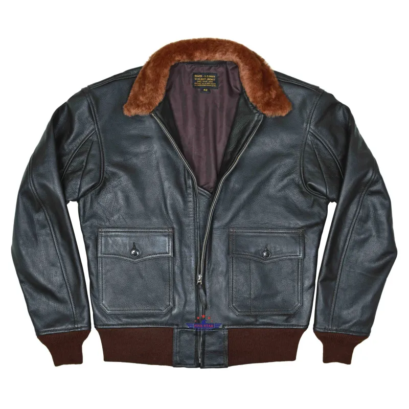 Men's G-1 55J14 Naval US Military Leather Flight Bomber Jacket sold by Five Star Leather