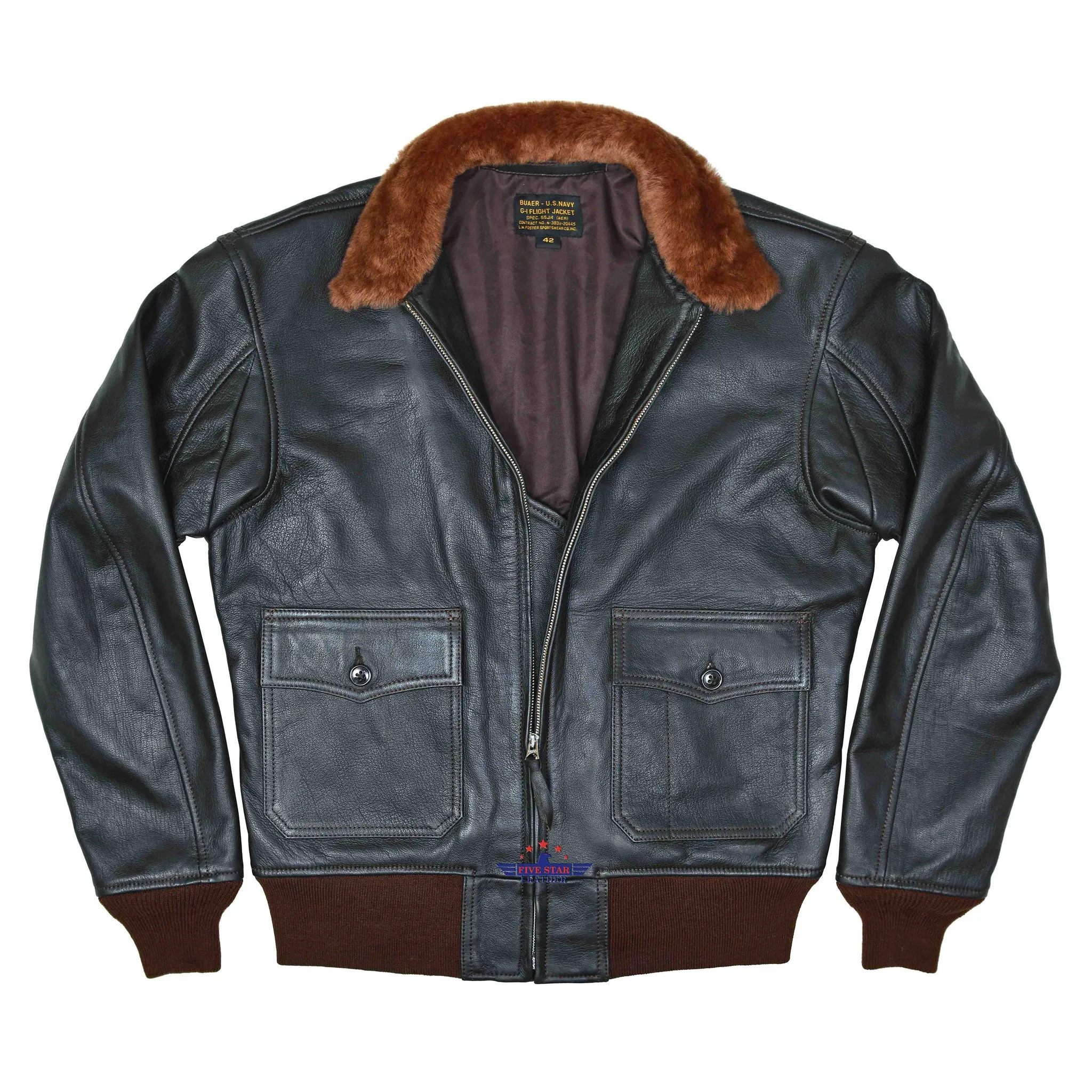 Men's G-1 55J14 Naval US Military Leather Flight Bomber Jacket sold by Five Star Leather