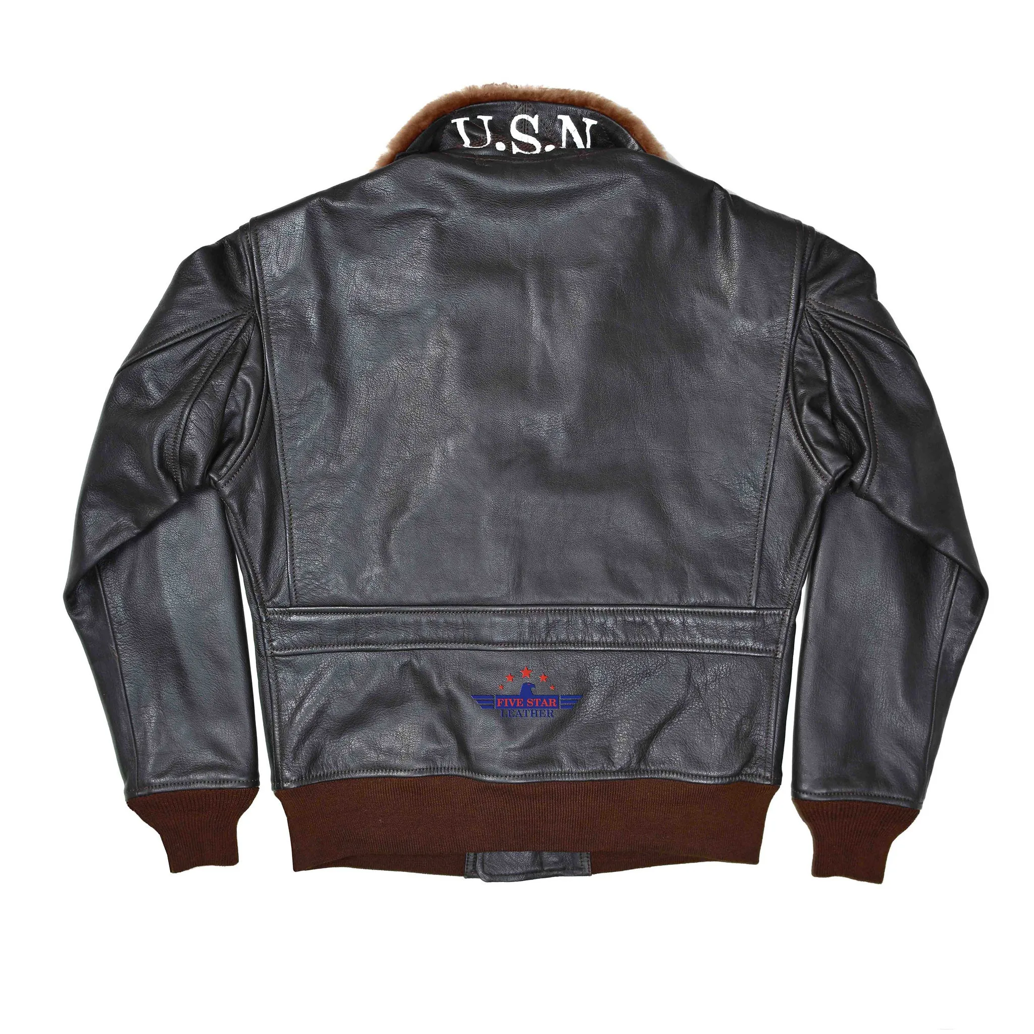 Men's G-1 55J14 Naval US Military Leather Flight Bomber Jacket sold by Five Star Leather product image thumbnail 2