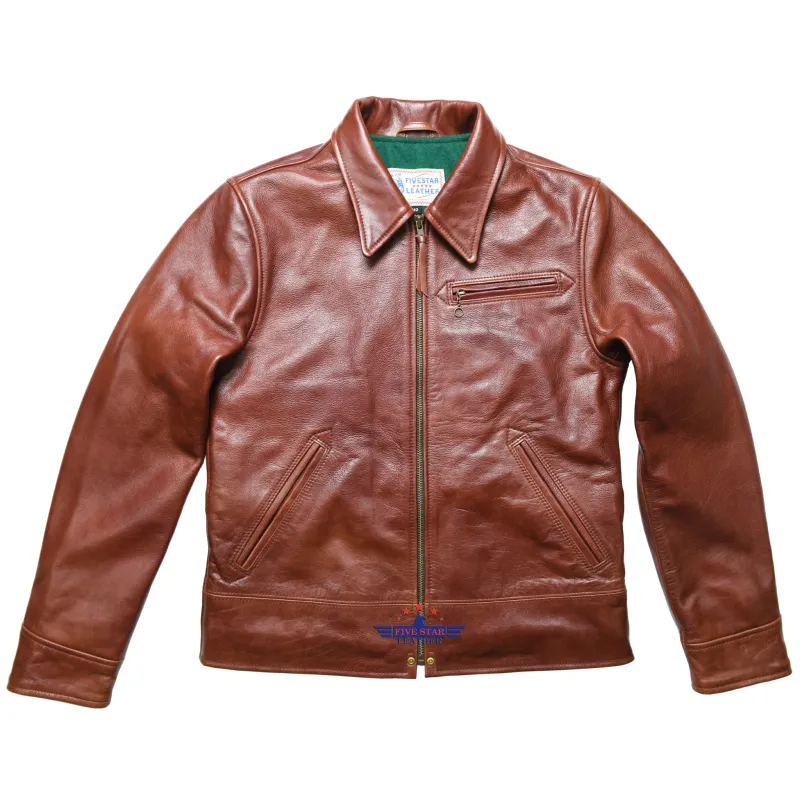 FiveStar Leather Vintage 1930s Half Belt Horse Hide Brandy Brown Jacket sold by Five Star Leather