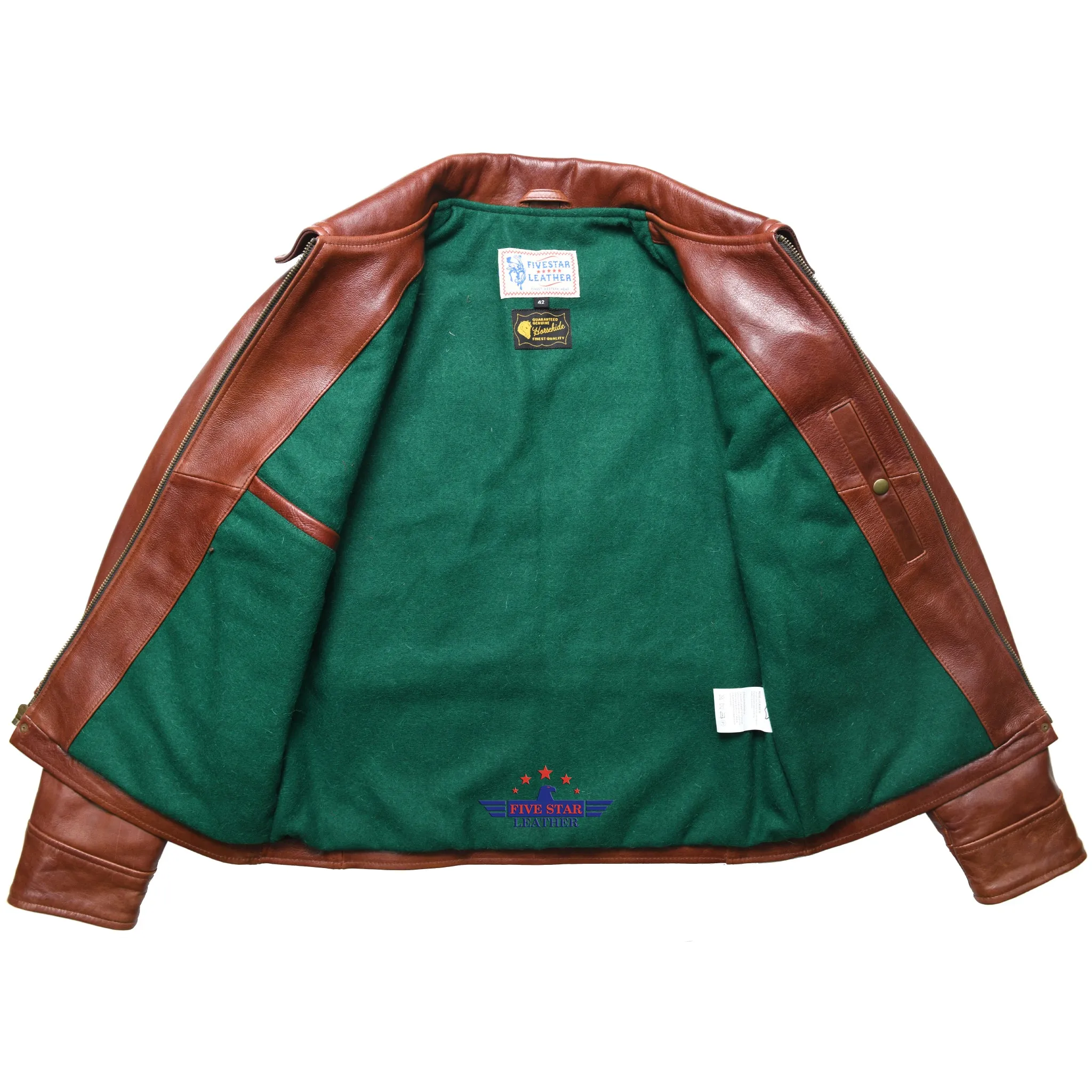 FiveStar Leather Vintage 1930s Half Belt Horse Hide Brandy Brown Jacket sold by Five Star Leather product image thumbnail 5