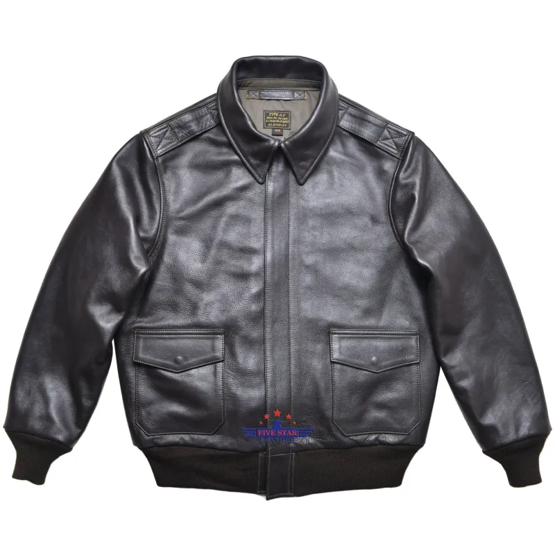 FiveStar Leather Repro Type A-2 H.L.B Corp N.Y. DWG. No. 30-1415 A.C. ORDER No. 37-3891P Horsehide Seal Brown Leather sold by Five Star Leather