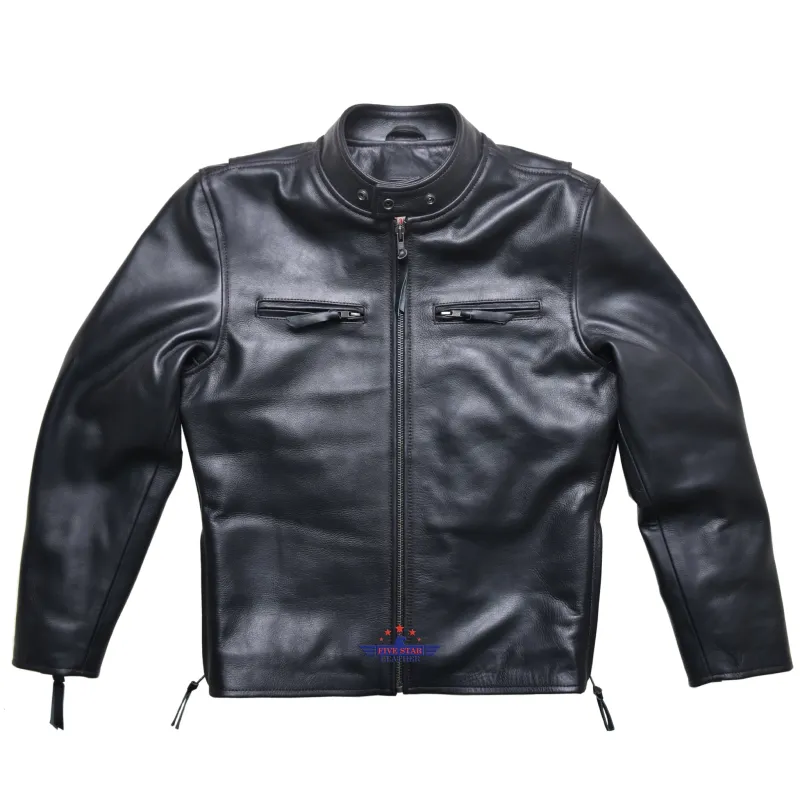 Fivestar Leather Men's Custom Vintage Cafe Racer Black Horsehide Road Master Jacket sold by Five Star Leather