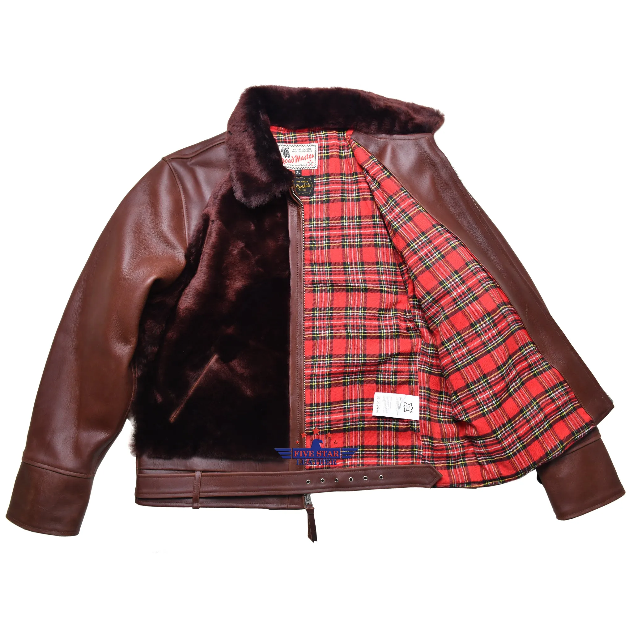 FiveStar Leather 1930s Grizzly Jacket CHL 2mm thick leather Brown color sold by Five Star Leather product image thumbnail 5