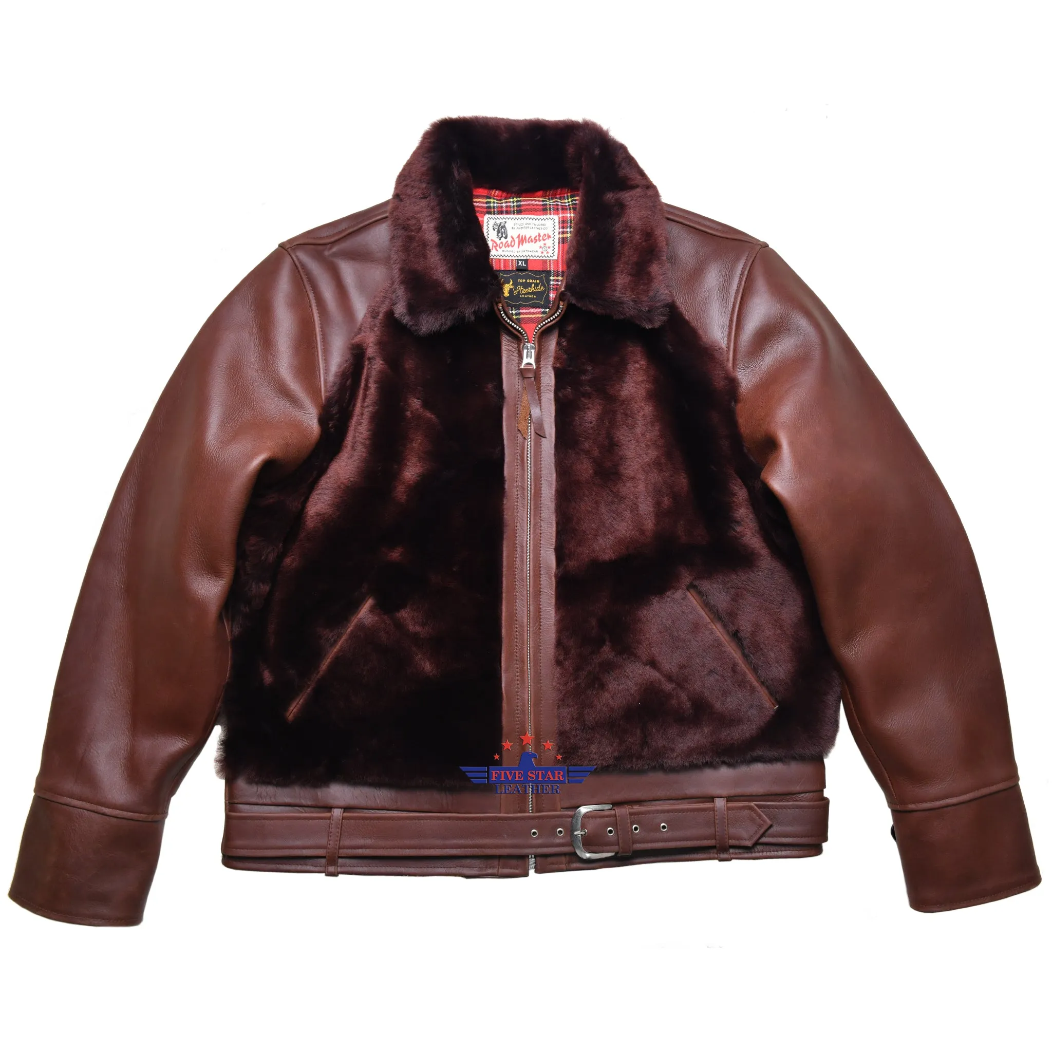 FiveStar Leather 1930s Grizzly Jacket CHL 2mm thick leather Brown color sold by Five Star Leather product image thumbnail 2