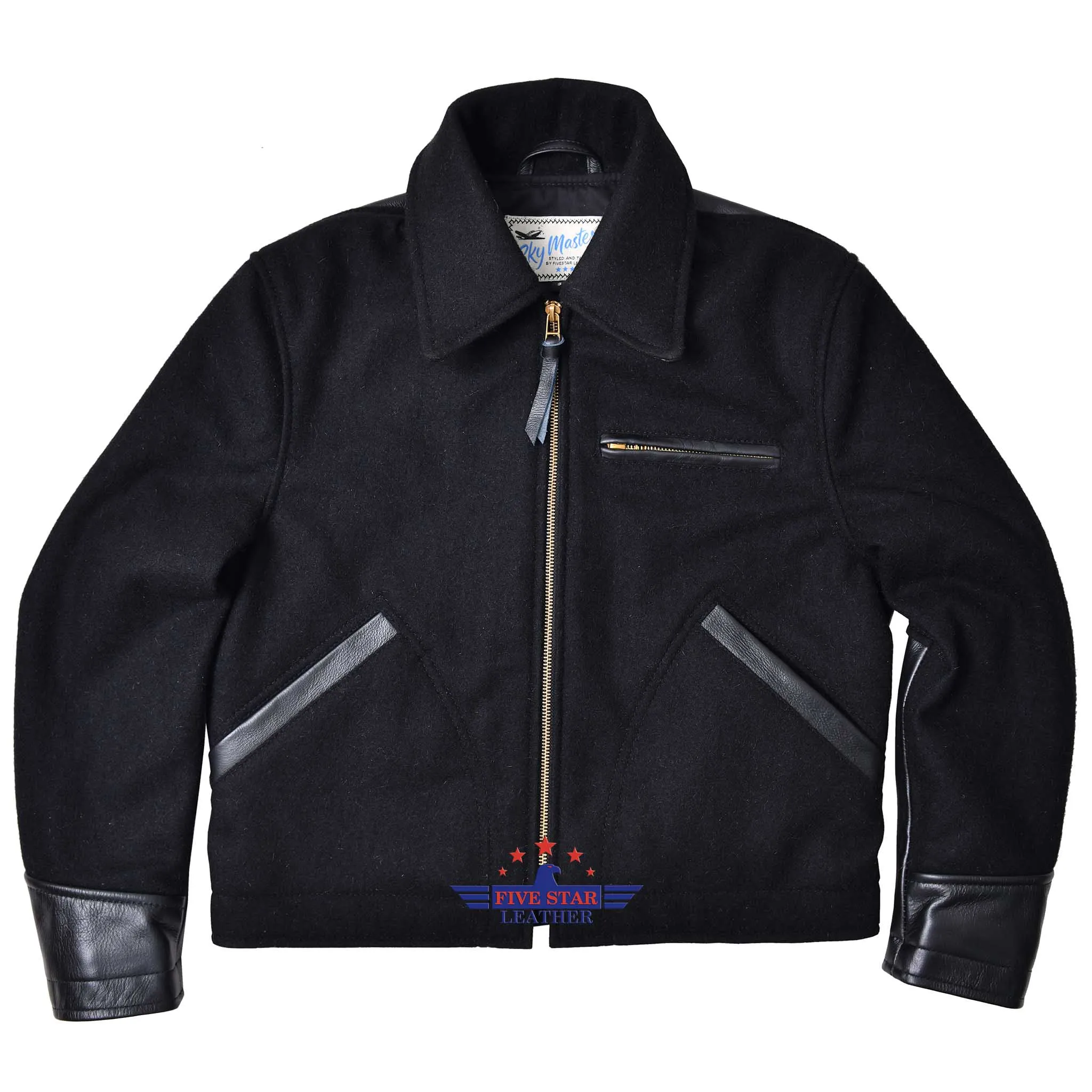 FiveStar leather 40s Style Men Sports Jacket Black Wool Fabric sold by Five Star Leather