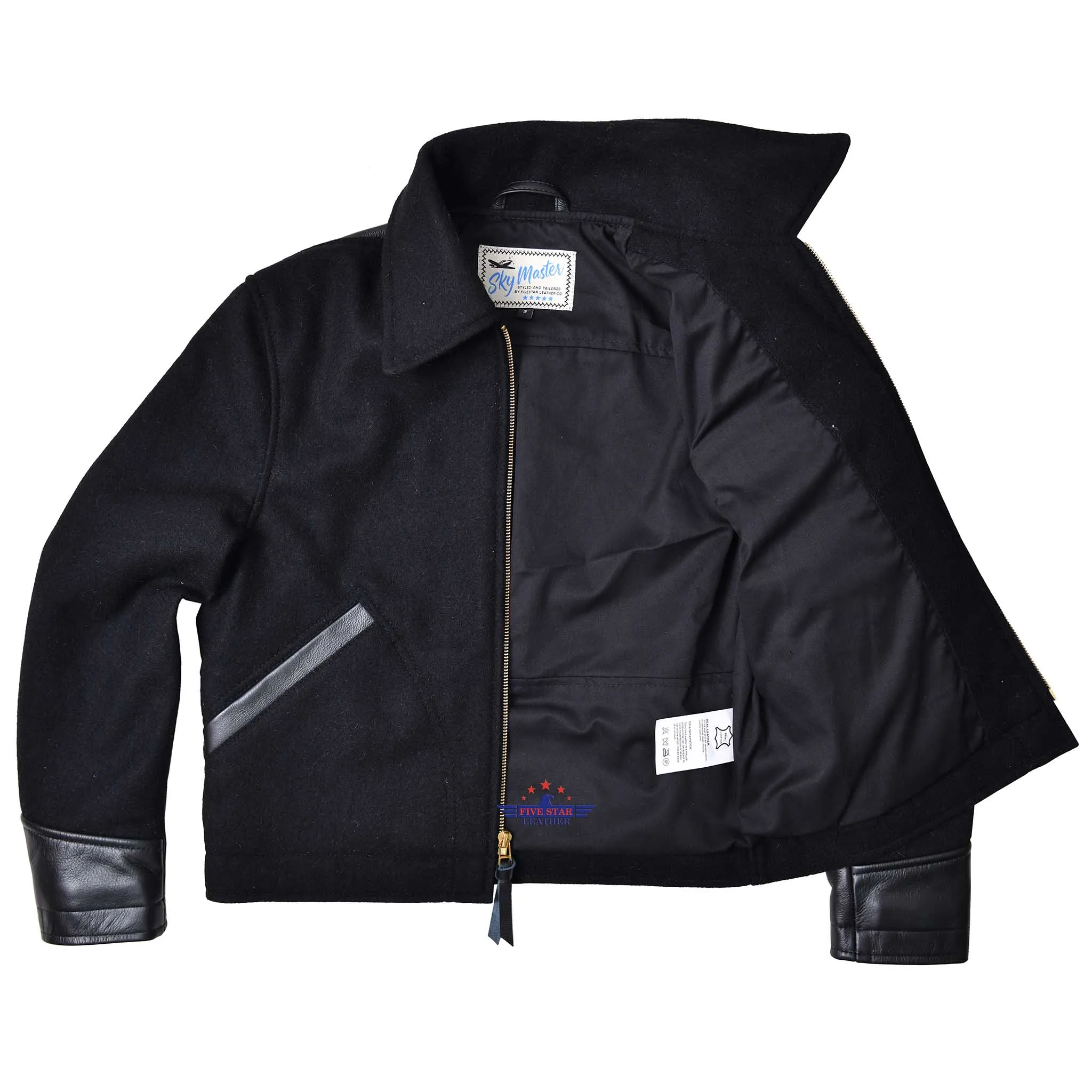 FiveStar leather 40s Style Men Sports Jacket Black Wool Fabric sold by Five Star Leather product image thumbnail 5