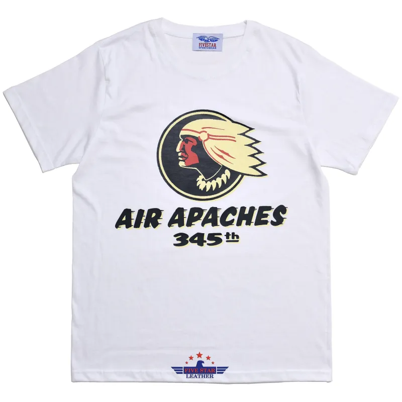FiveStar Leather Tubular 345th Air Apaches T-Shirt 100% Cotton White made by Five Star Leather