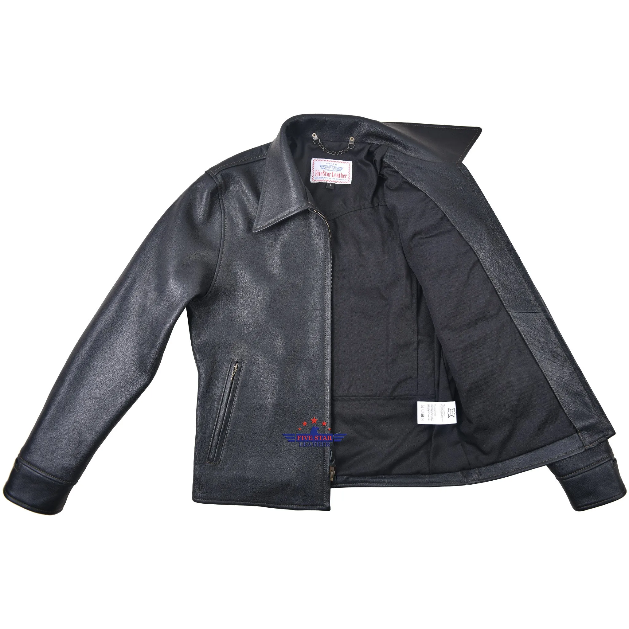 FiveStar Leather Vintage Custom 1930s Goat Hide Leather Jacket Black sold by Five Star Leather product image thumbnail 4