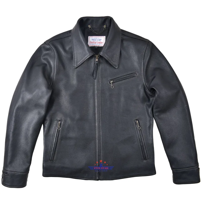 FiveStar Leather Vintage Custom 1930s Goat Hide Leather Jacket Black sold by Five Star Leather