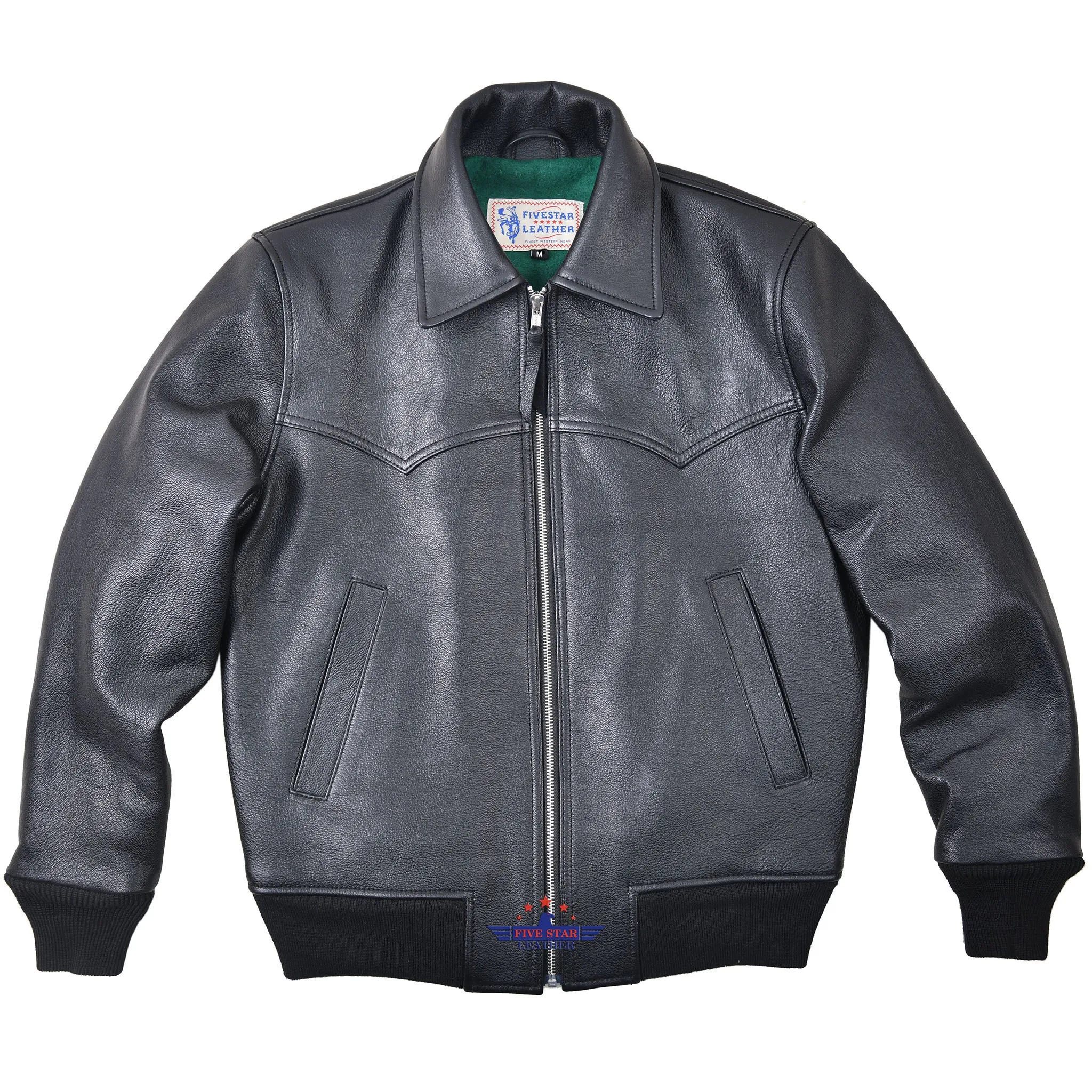 FiveStar Leather Trucker Western Style Goat Black Men Jacket sold by Five Star Leather product image thumbnail 2