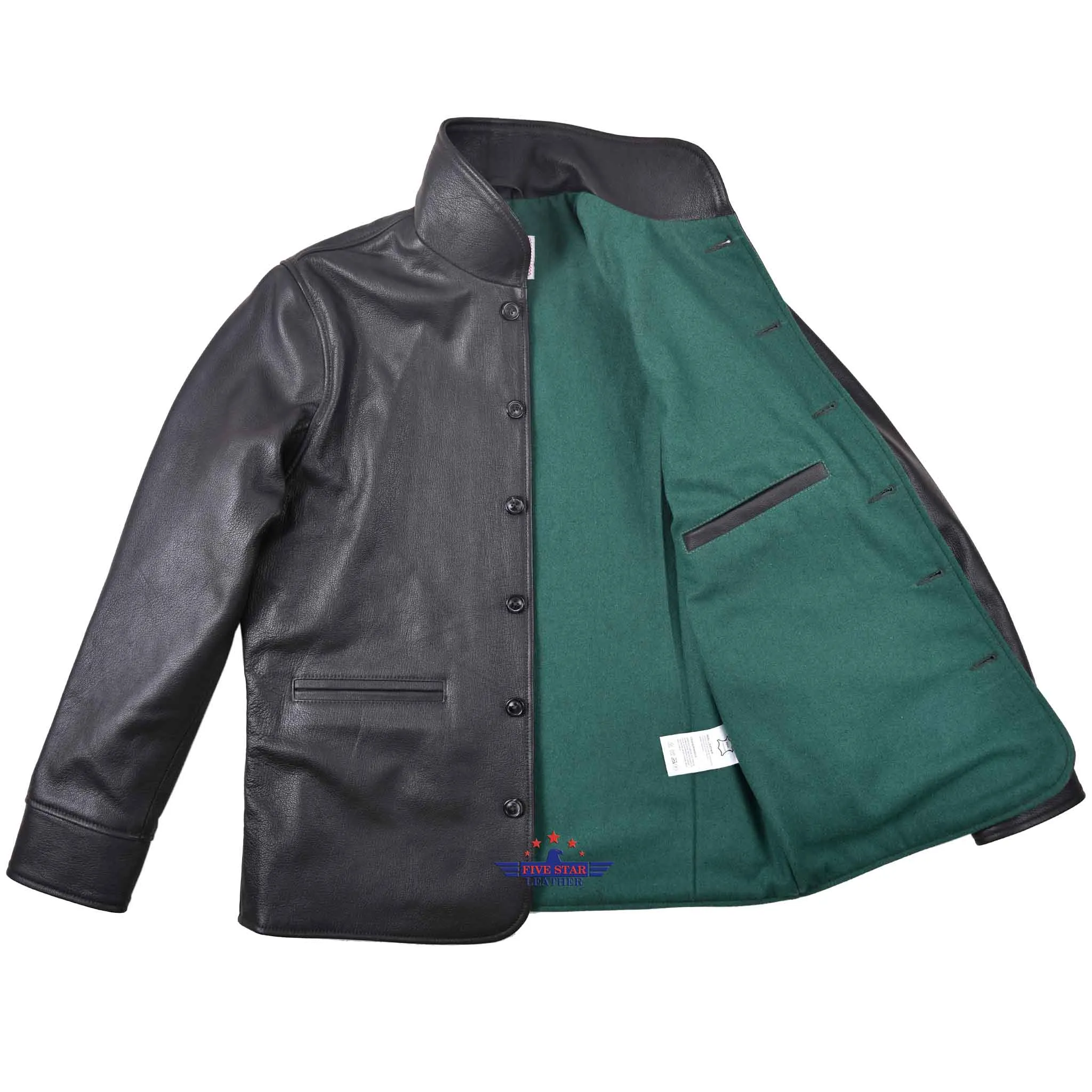 FiveStar Leather Men 1920s Car Coat Premium Goatskin Seal Brown sold by Five Star Leather product image thumbnail 4