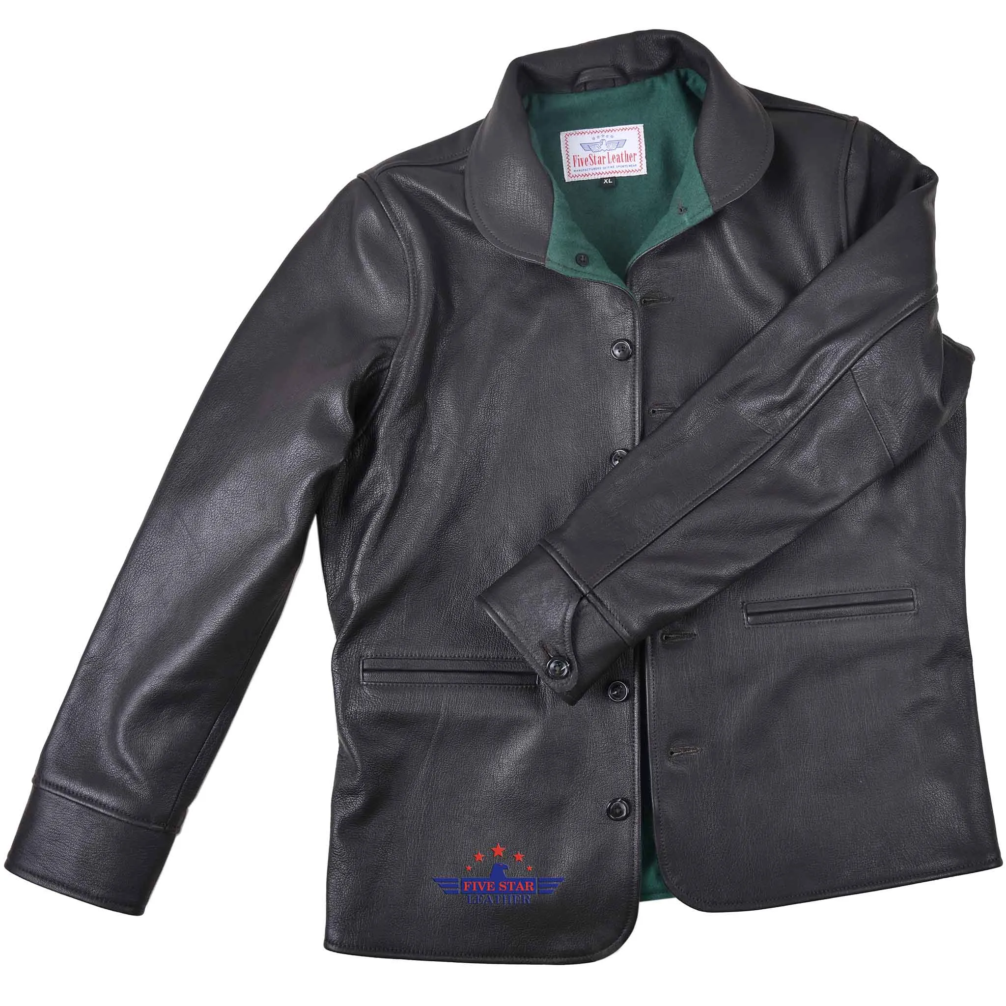 FiveStar Leather Men 1920s Car Coat Premium Goatskin Seal Brown sold by Five Star Leather product image thumbnail 5