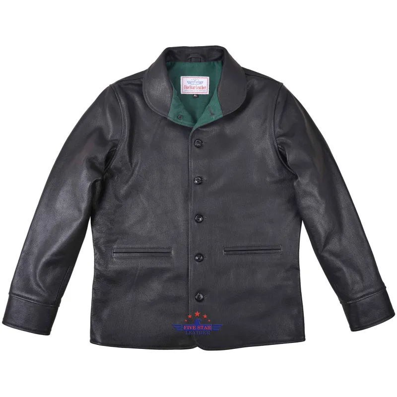 FiveStar Leather Men 1920s Car Coat Premium Goatskin Seal Brown sold by Five Star Leather