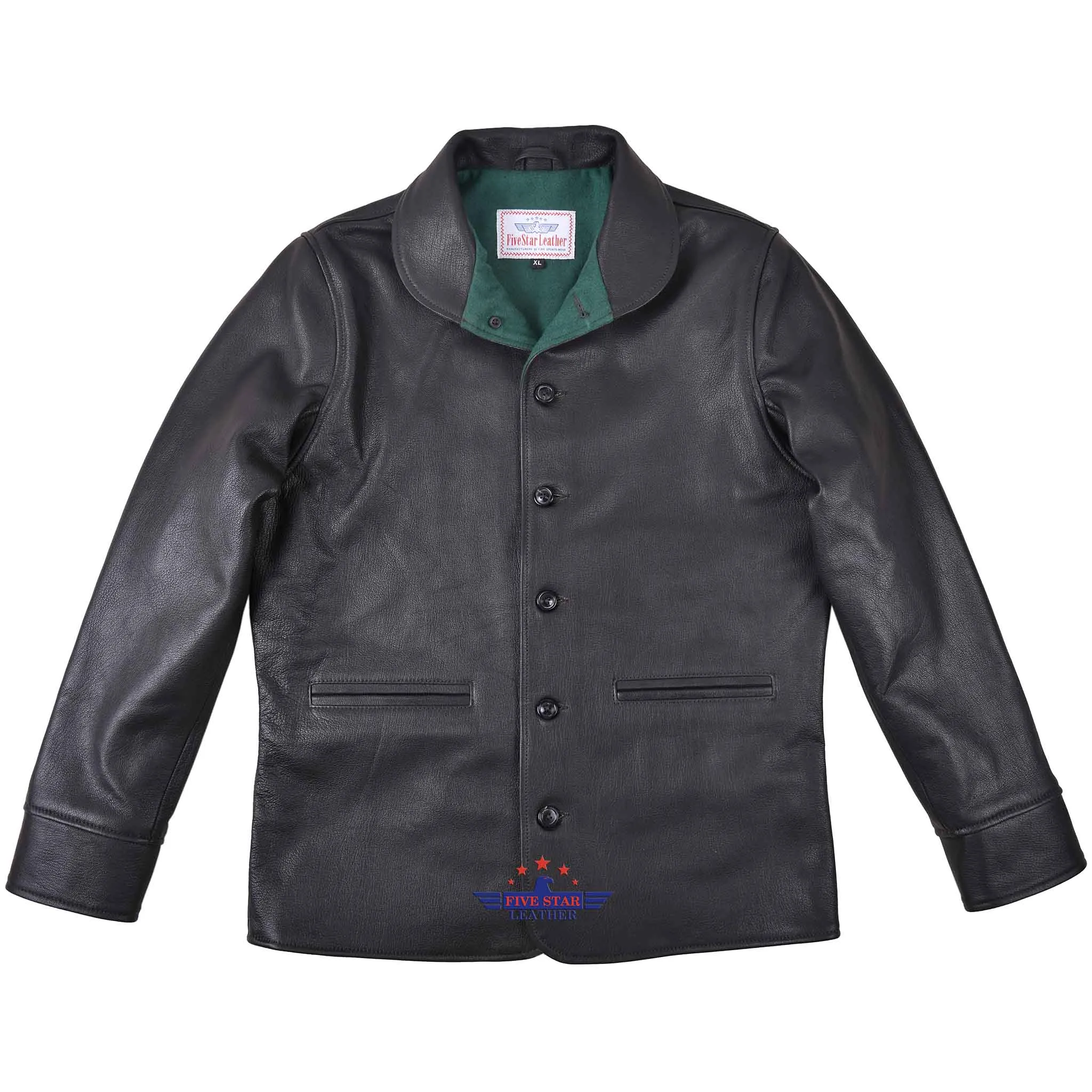 FiveStar Leather Men 1920s Car Coat Premium Goatskin Seal Brown sold by Five Star Leather