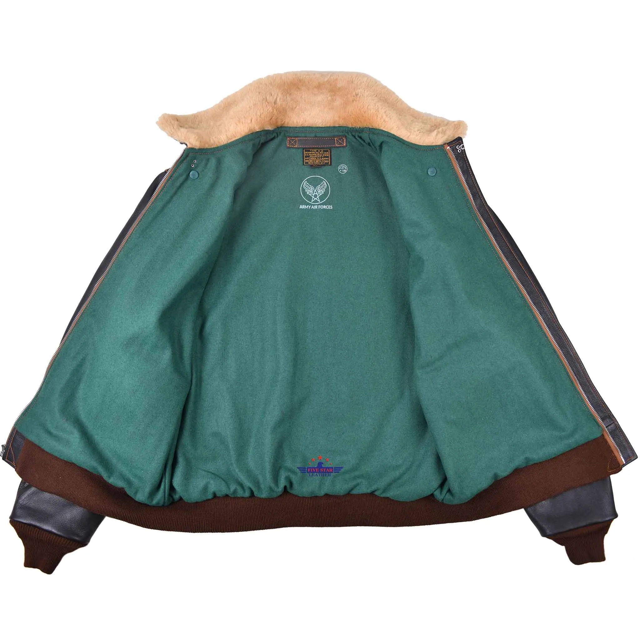 FiveStar Leather - Type A2 Winterized Repro Military Flight Jacket Real Goatskin Leather Seal Brown sold by Five Star Leather product image thumbnail 4